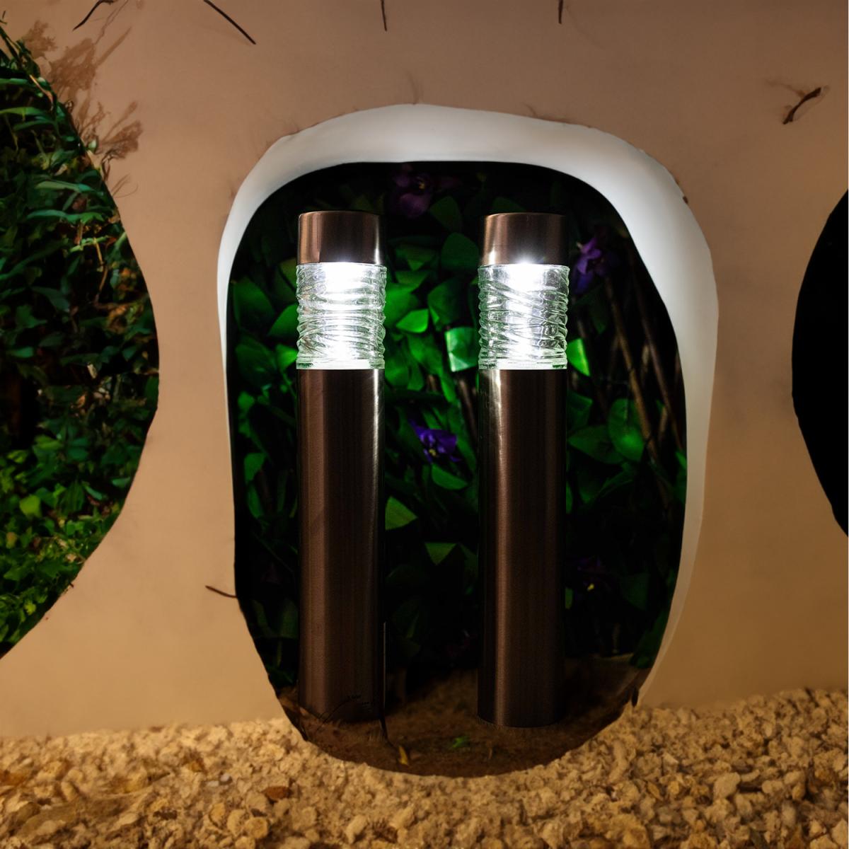 Solar Bollard Stake Light - Silver