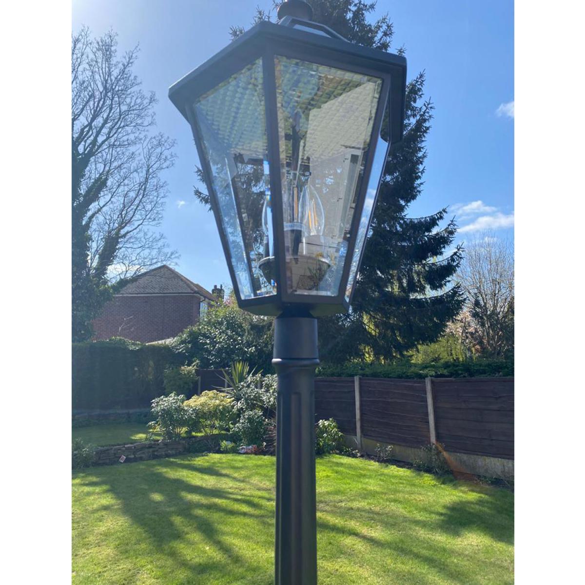 CGC LONDON 2.3 Metre Extra Tall Black Victorian Style LED Solar Post Light - Black – image 2