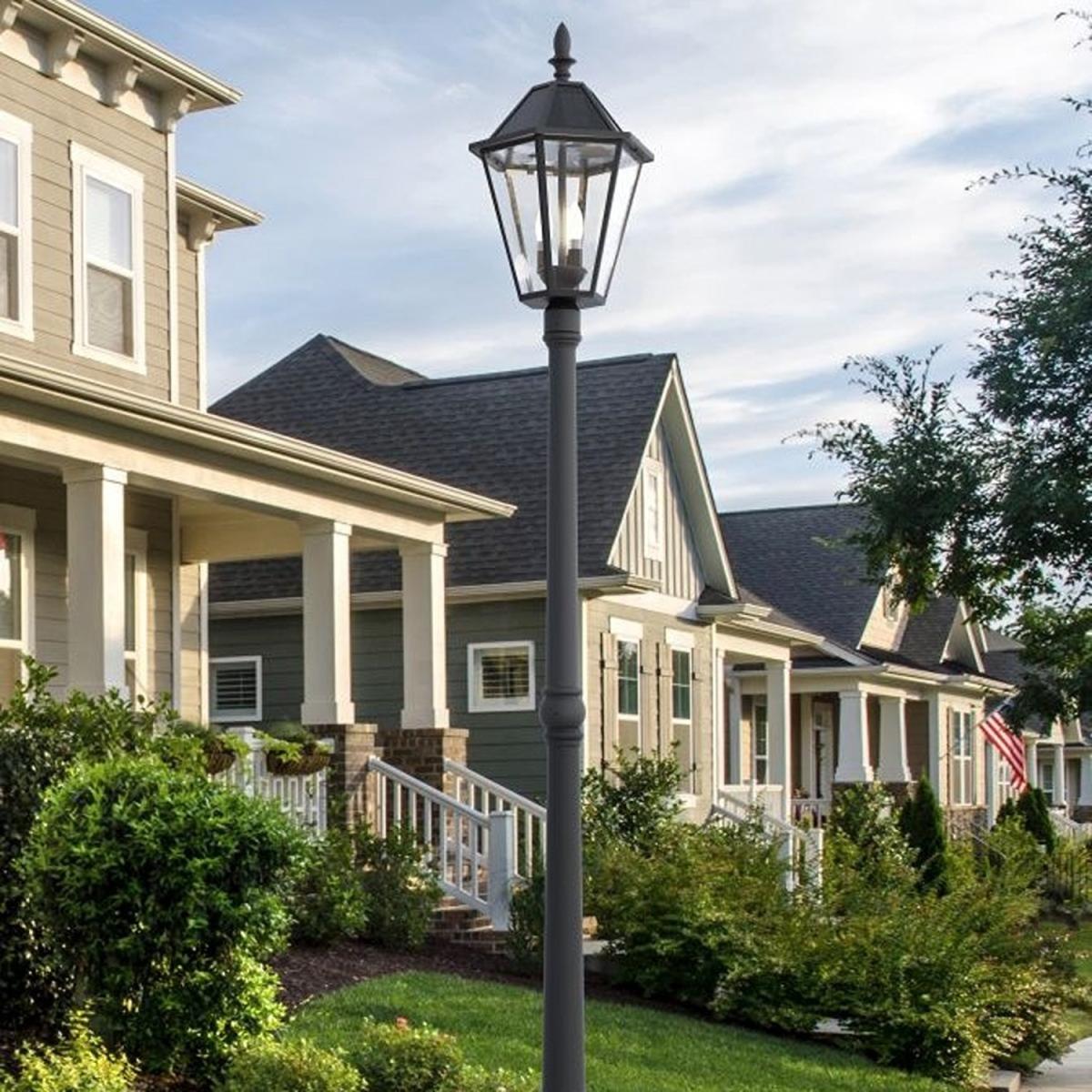 CGC LONDON 2.3 Metre Extra Tall Black Victorian Style LED Solar Post Light - Black – image 4