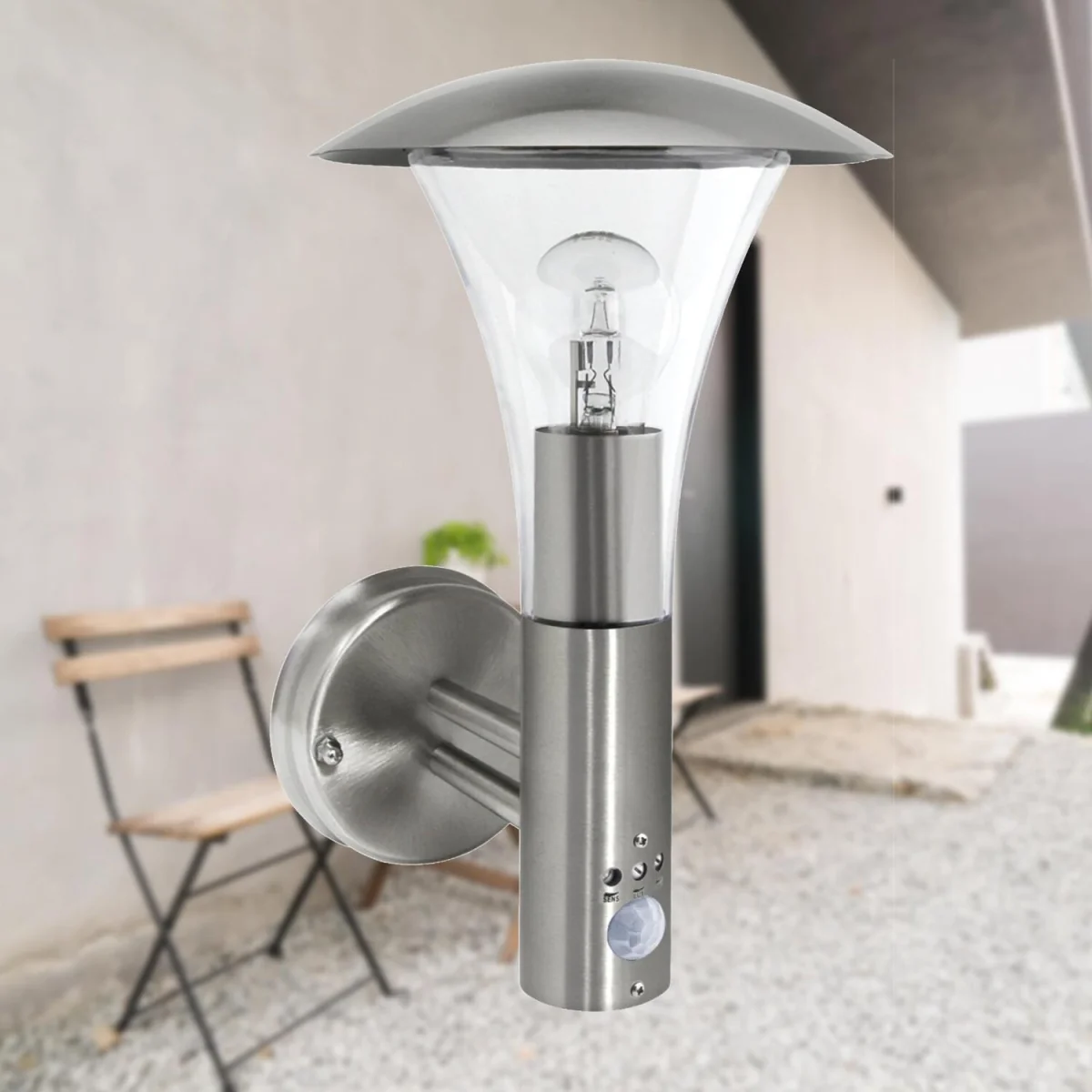 Halo Outdoor Sensor Wall Light - Brushed Stainless Steel And Clear Pc – image 3