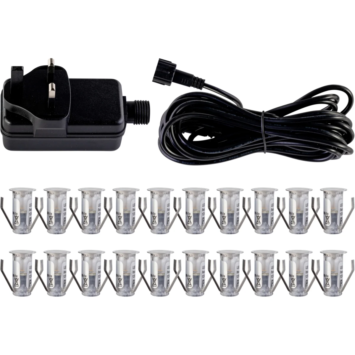Set Of 20 15mm Stainless Steel Ip67 Cool White Led Decking Kit - Chrome & Clear – image 2