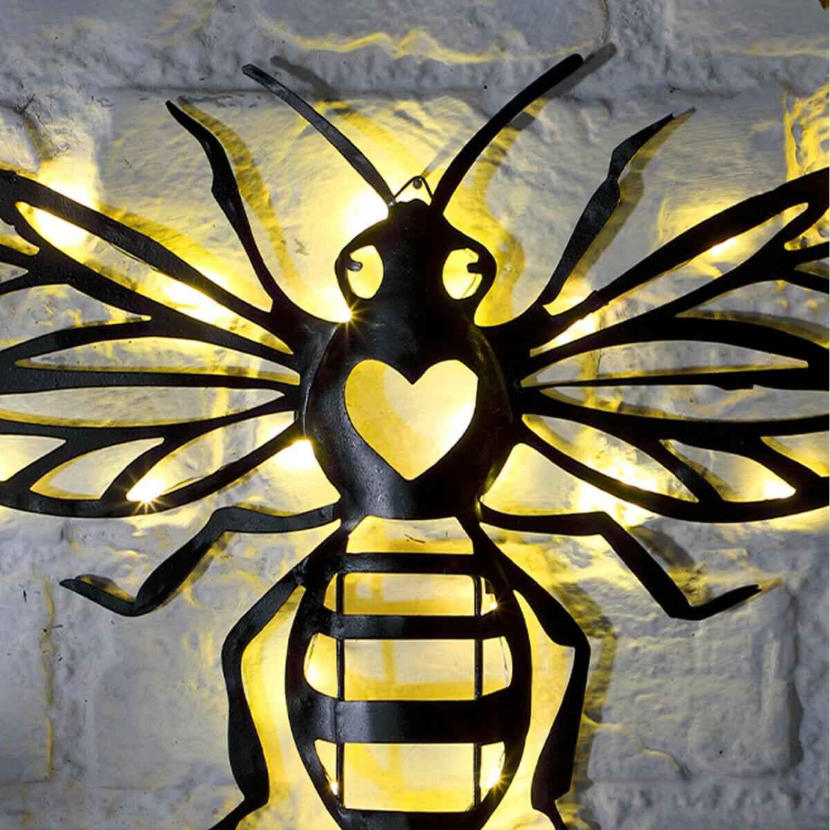 Bumble Bee Wall Art Solar Light Garden  - Black – image 2