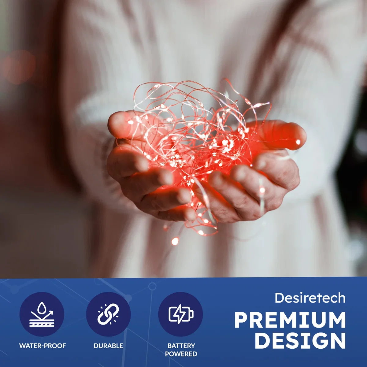 Keplin LED Battery-Powered Fairy Lights, Pack of 2 - 2 x 50 LED, 5m Copper Wire - Red – image 11