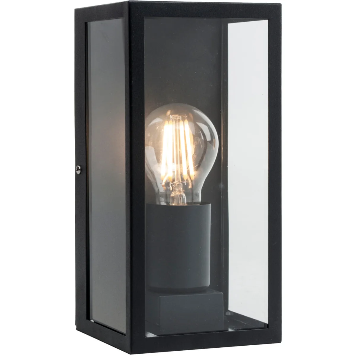 Set Of 2 Mansfield Black With Clear Glass Ip44 Outdoor Wall Lights - Black & Clear – image 2