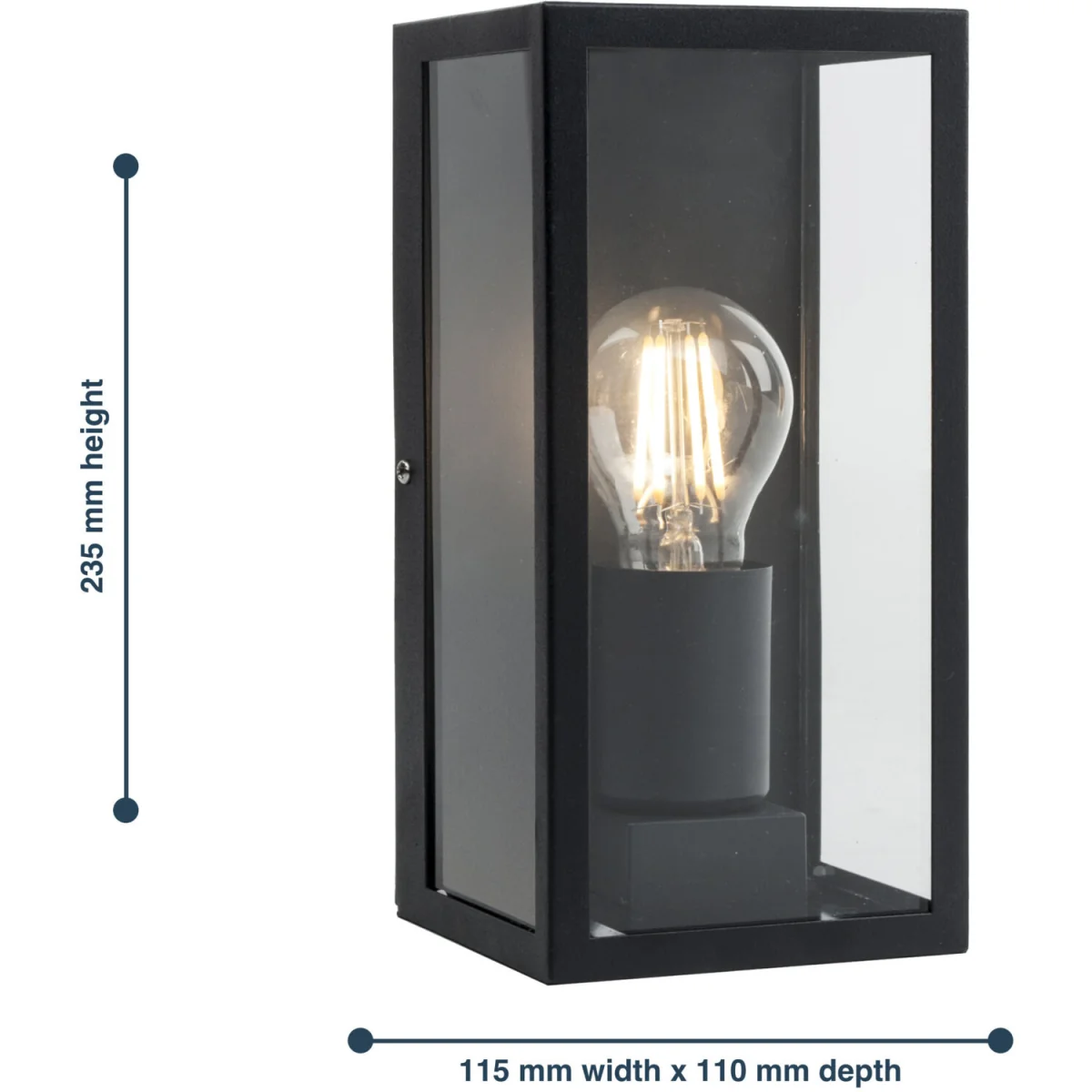 Set Of 2 Mansfield Black With Clear Glass Ip44 Outdoor Wall Lights - Black & Clear – image 5