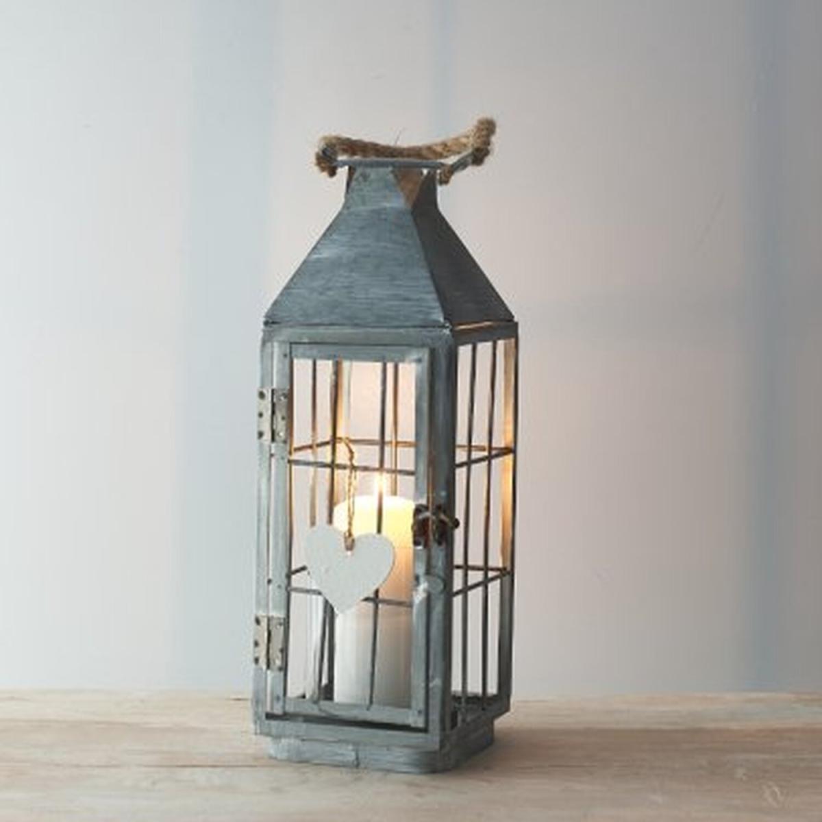 Grey White Washed Metal Lantern - Grey – image 2