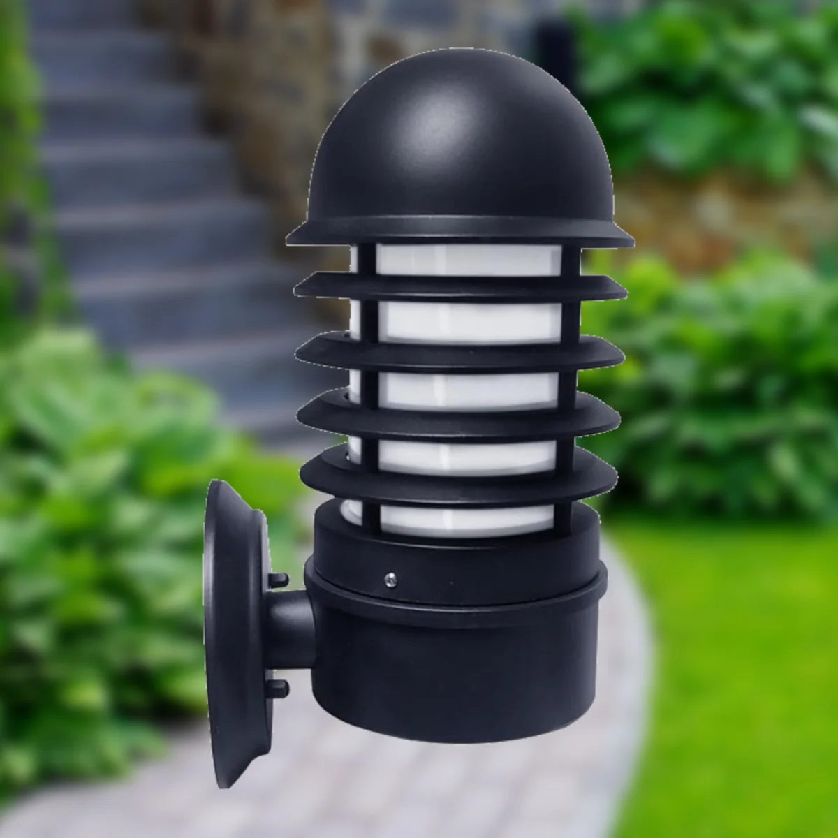 Set Of 4 Mason Outdoor Wall Lights - Black And Opal Plastic – image 3