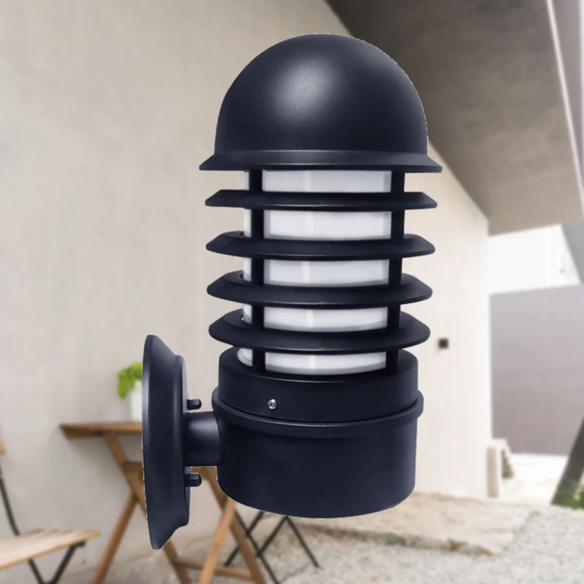 Set Of 4 Mason Outdoor Wall Lights - Black And Opal Plastic – image 4