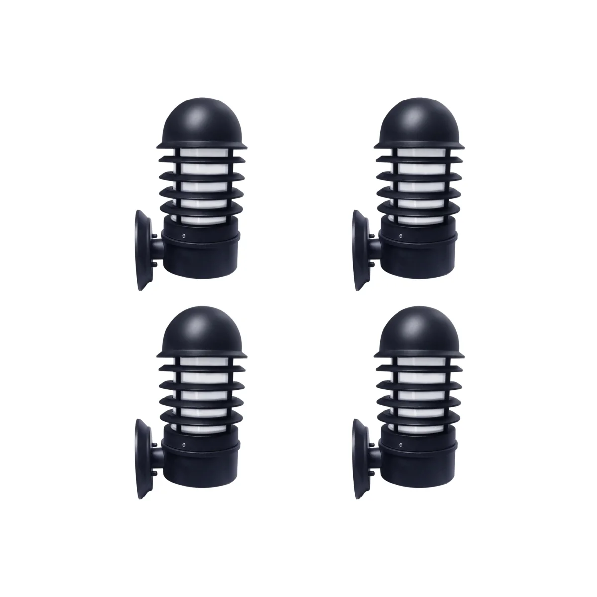 Set Of 4 Mason Outdoor Wall Lights - Black And Opal Plastic – image 1