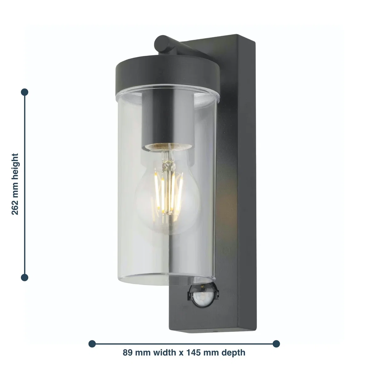 Set Of 2 Hadron Outdoor Sensor Wall Lights - Black And Clear Pc – image 2