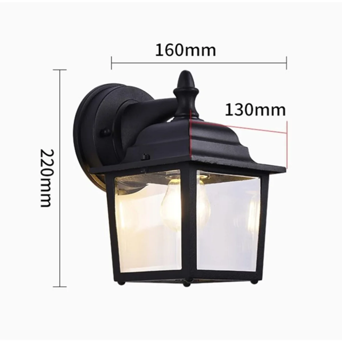 Wall Light Black Retro Outdoor - Black – image 2