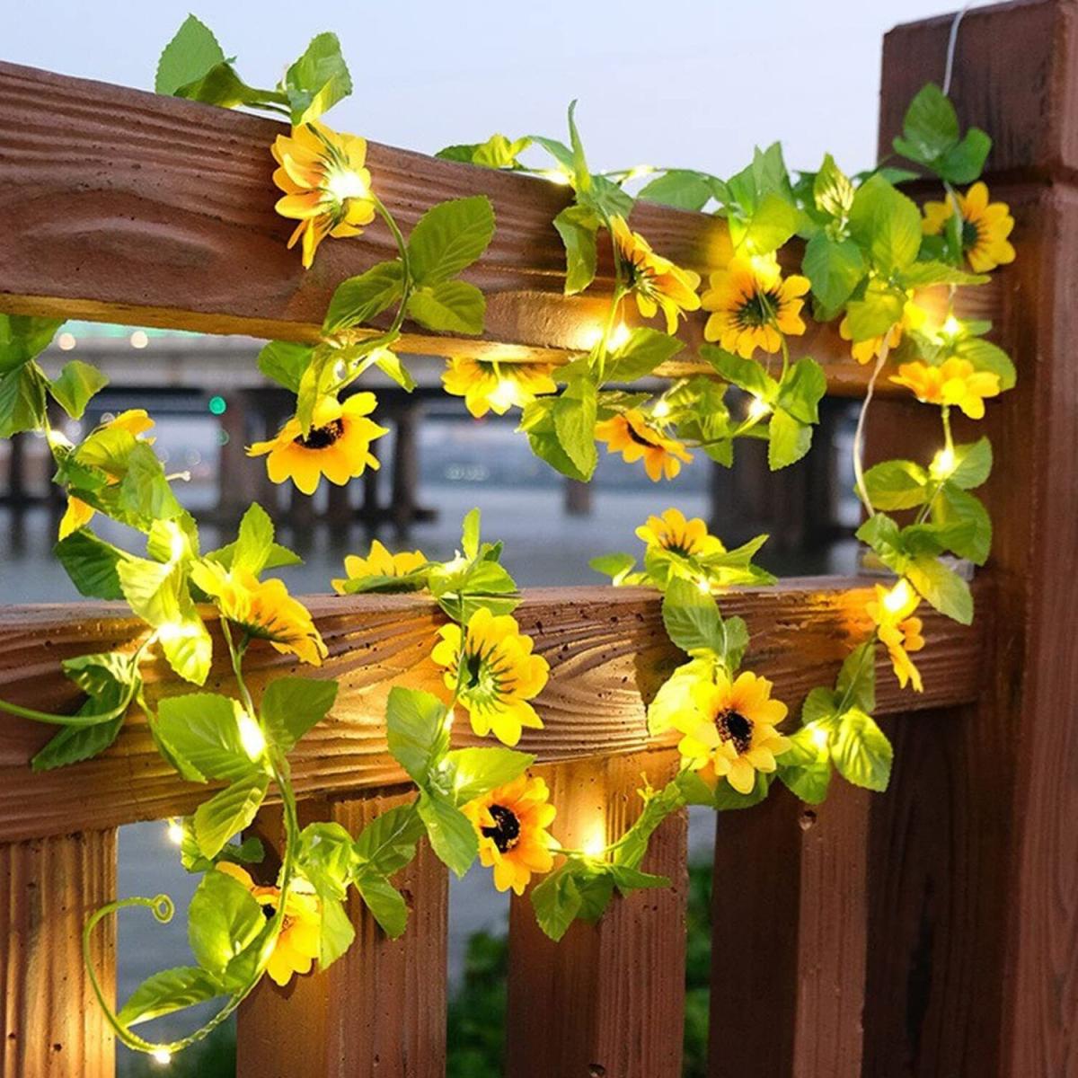 Solar Powered Leaf Sunflower Fairy String Lights - Yellow – image 2
