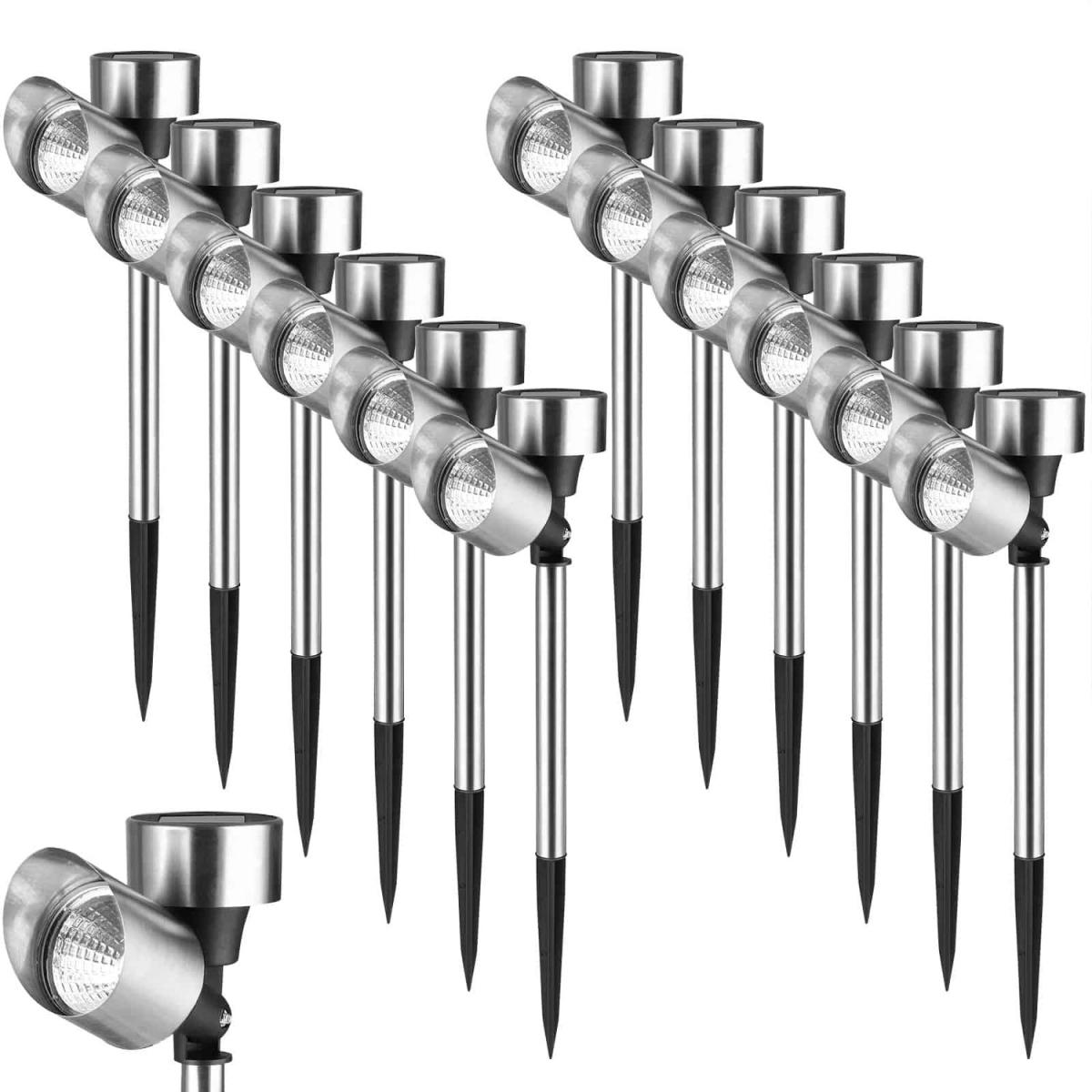 12 Pcs Solar Spot Lights Garden Outdoor - Silver – image 2