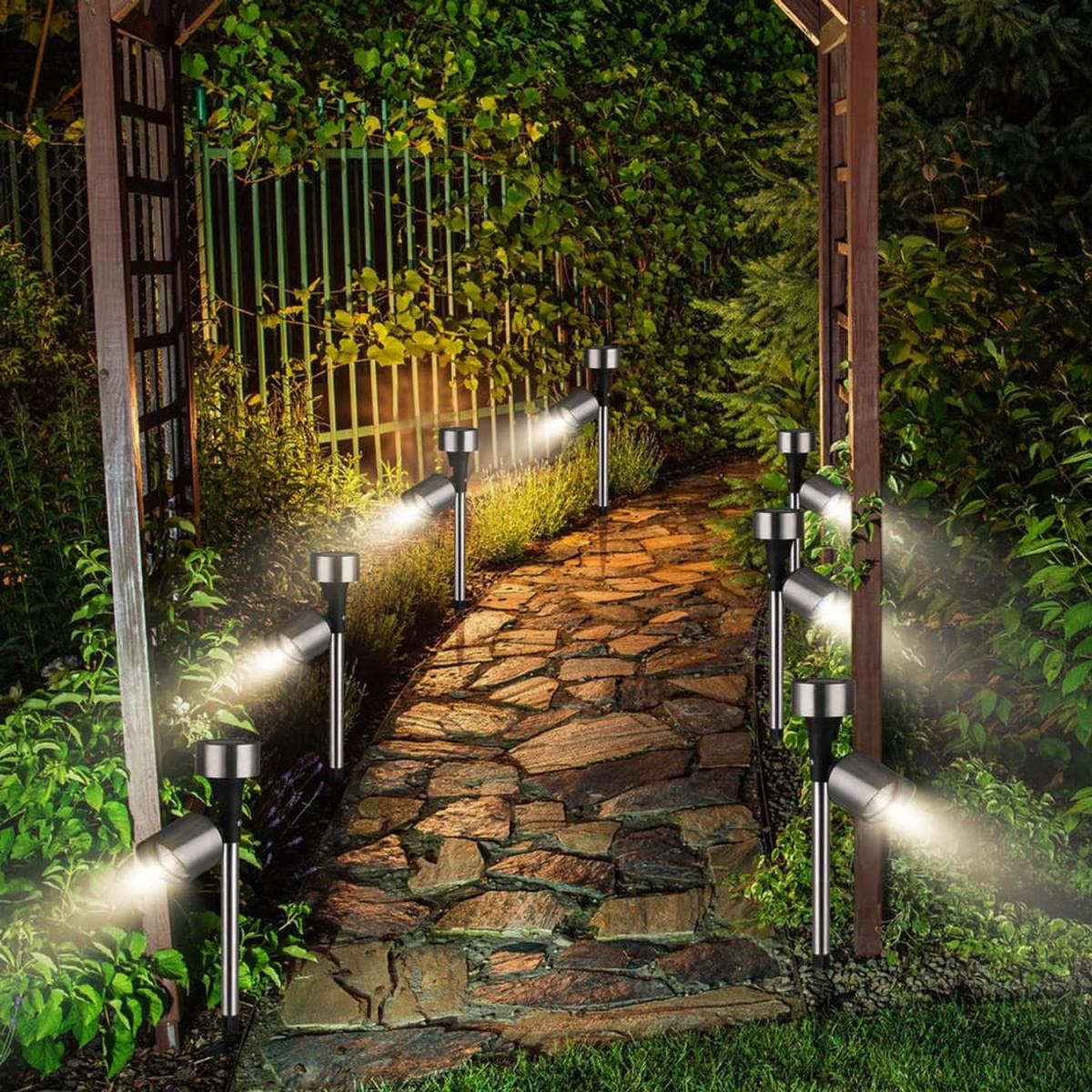 12 Pcs Solar Spot Lights Garden Outdoor - Silver – image 6