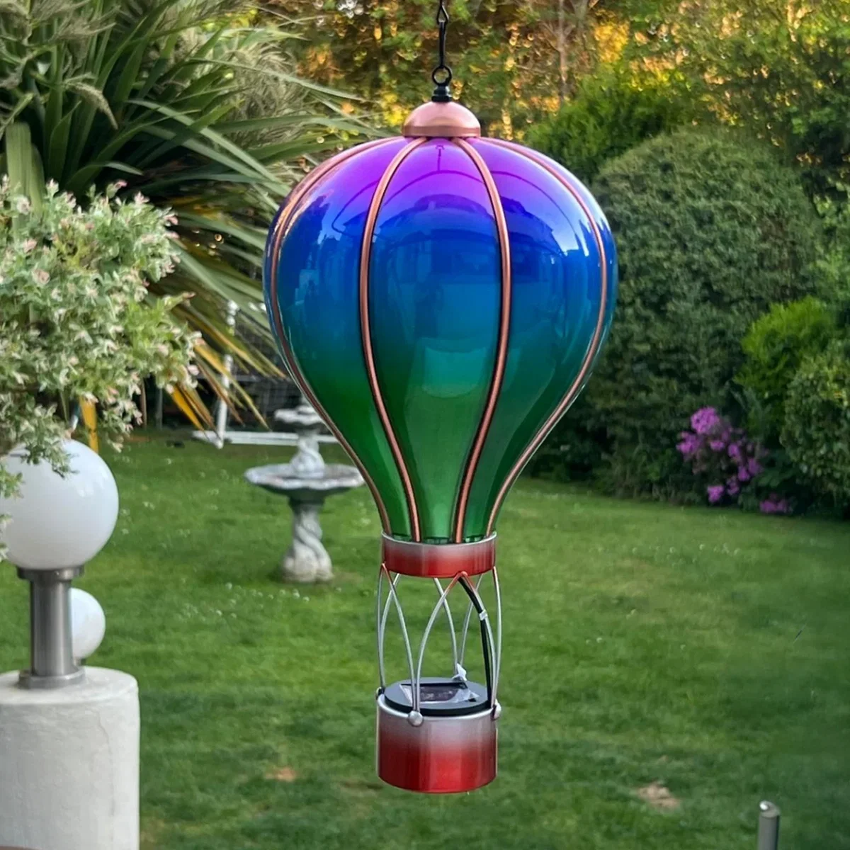 Aurora Solar Hot Air Balloon Outdoor Hanging LED Light for Garden Patio - Blue – image 2