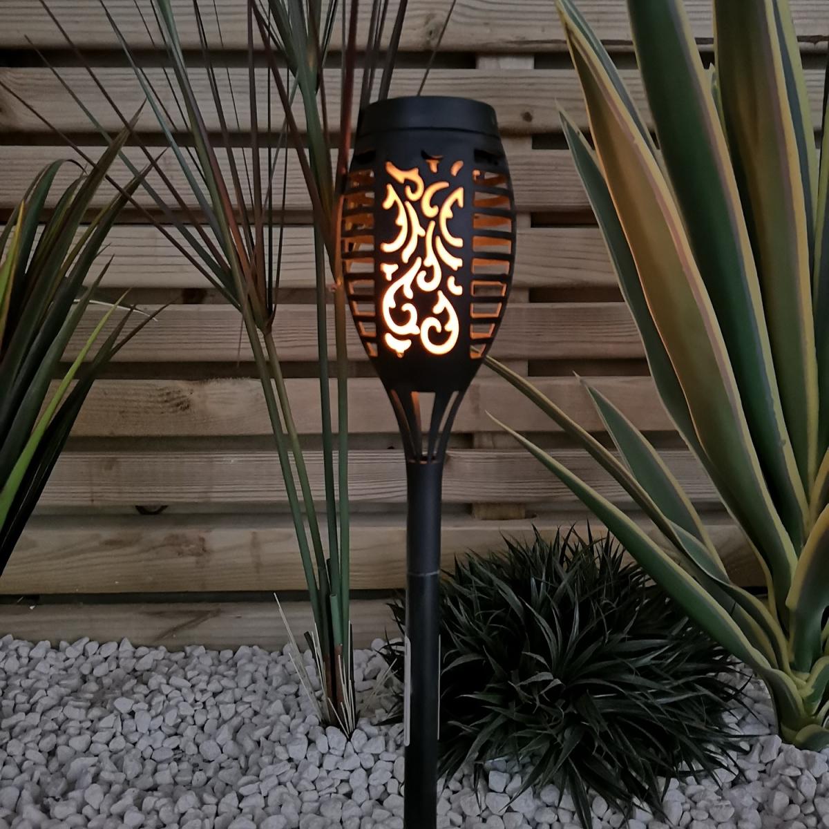Decorative Flickering Flame Solar Garden Path Light - Black – image 3
