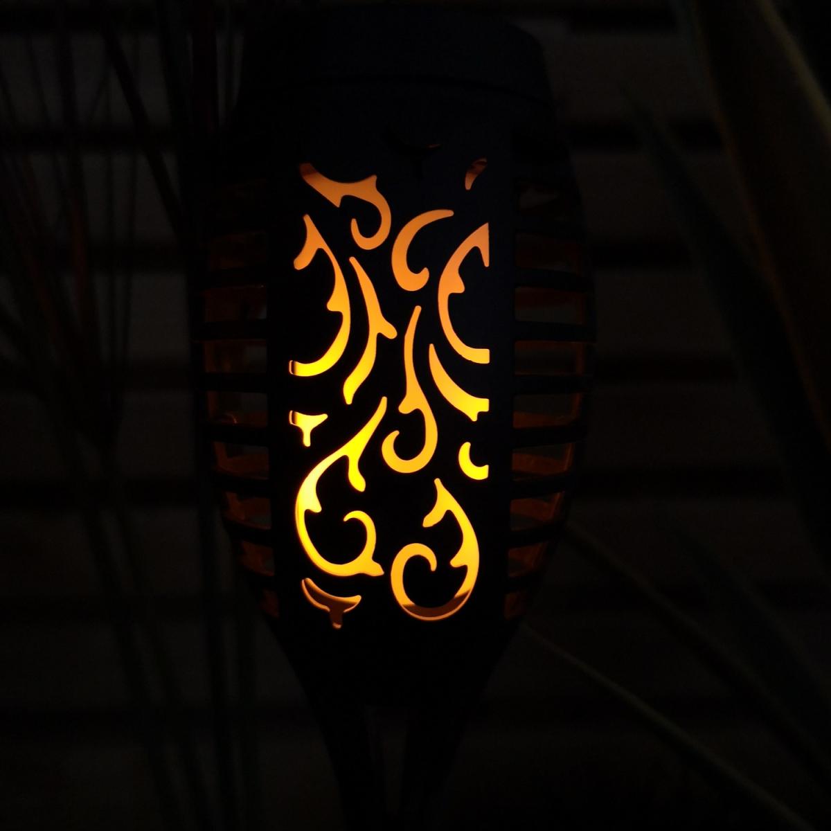 Decorative Flickering Flame Solar Garden Path Light - Black – image 5