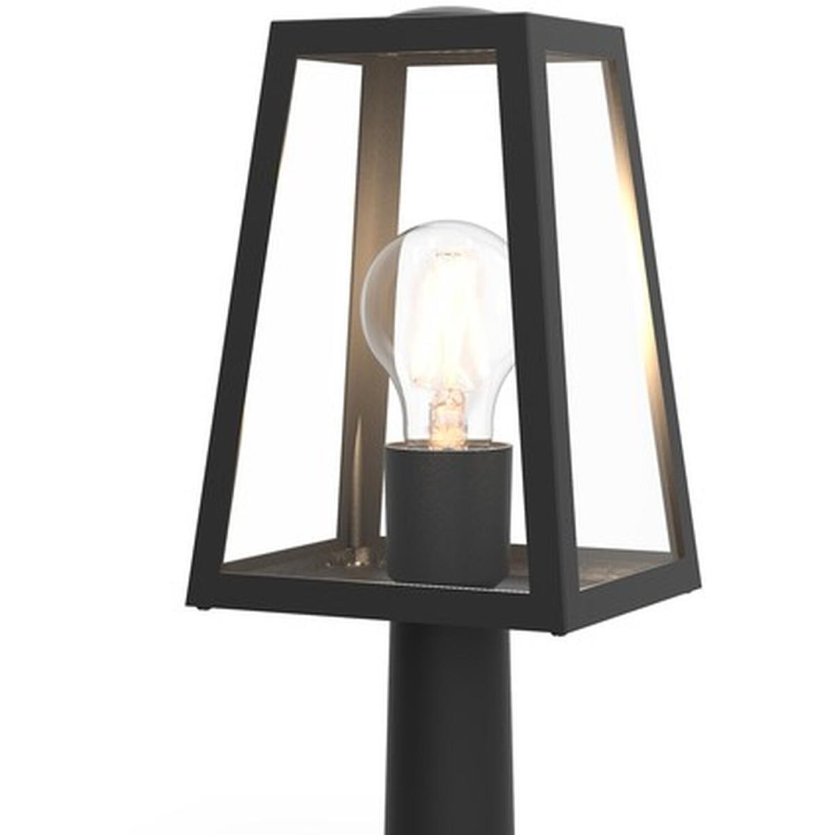 CGC LOUIE Black Modern Outdoor Lantern Short Post Light - Black – image 2