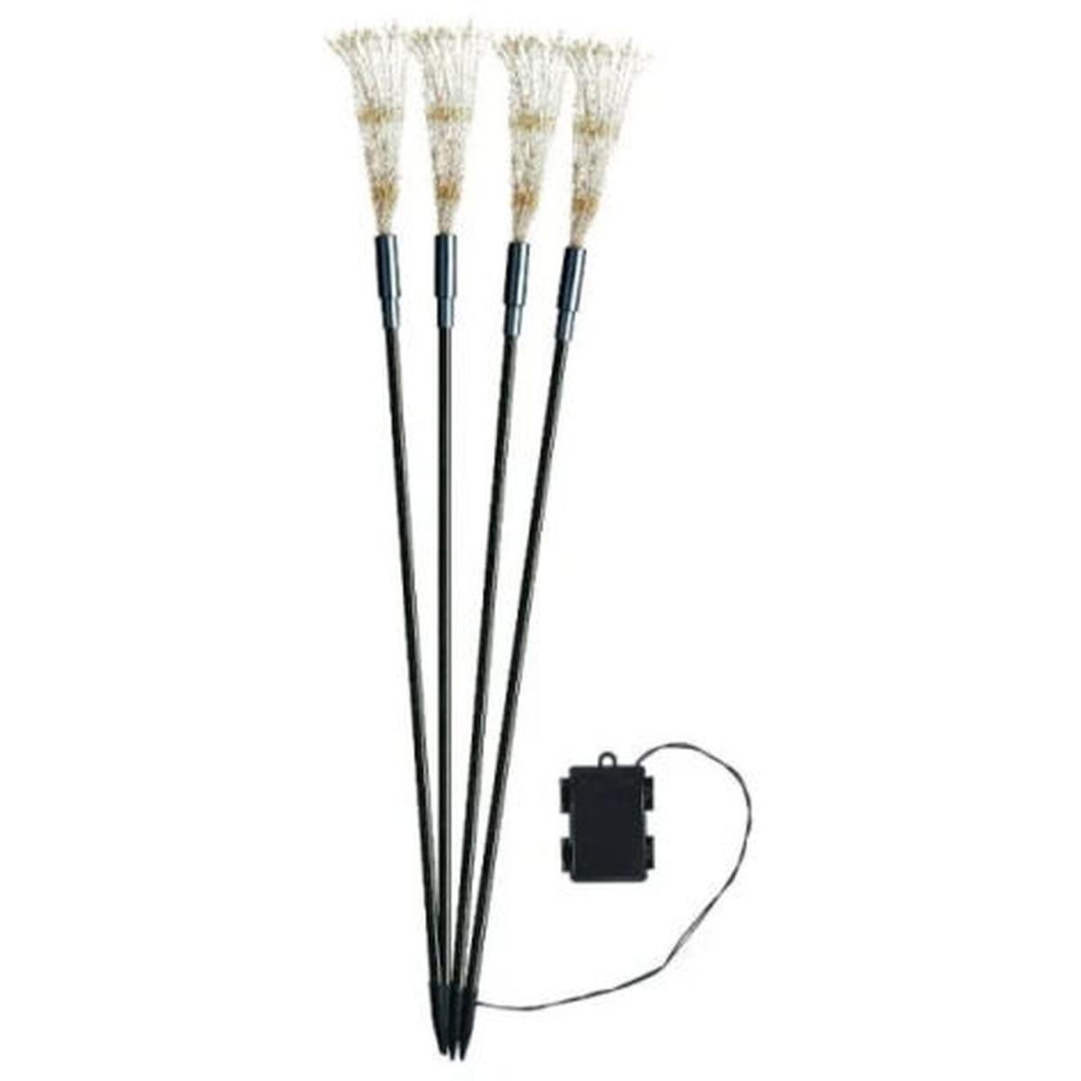 Set of 4 Solar Powered Starburst Stake Lights  - black – image 2
