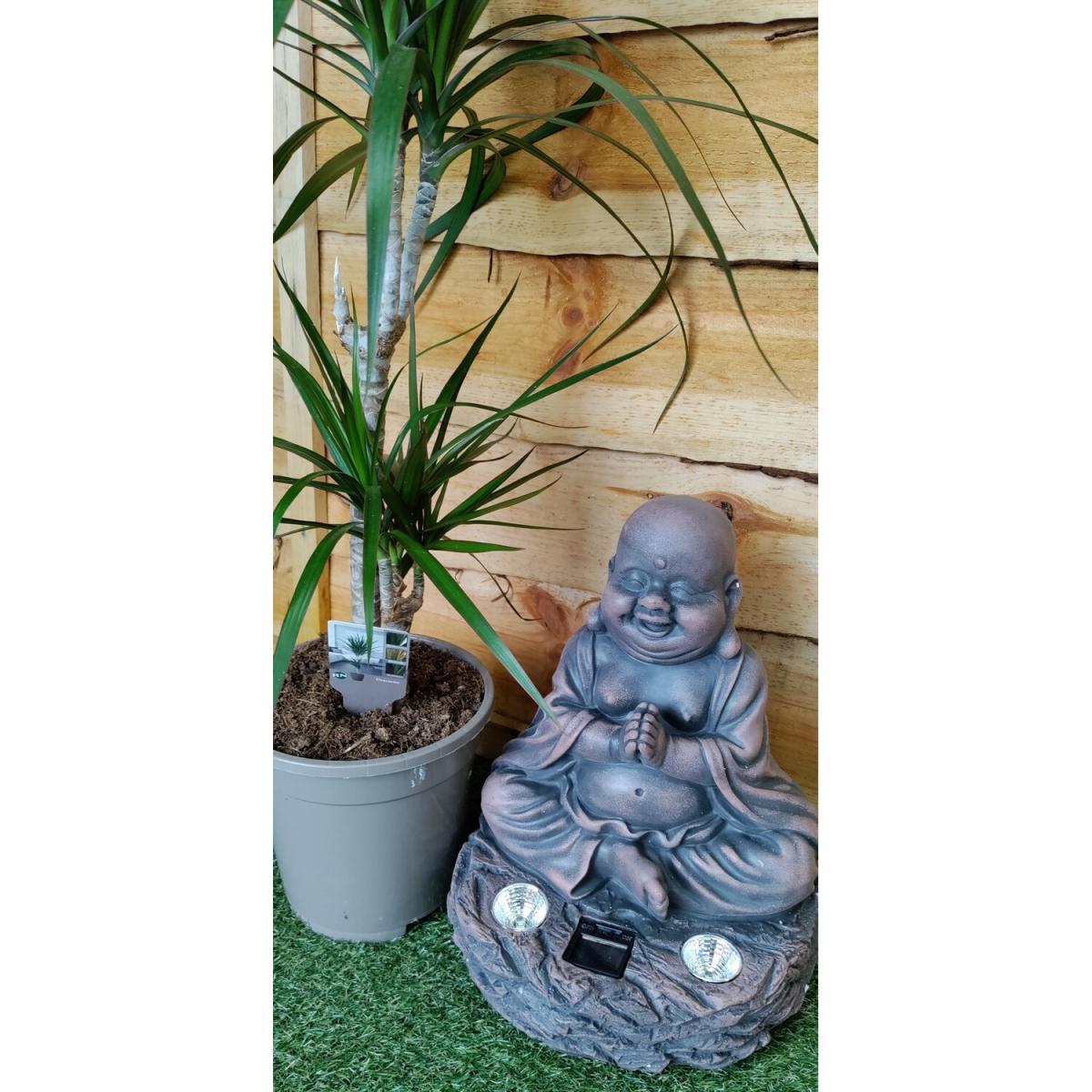 Solar Buddha Garden Ornament Feature Light Up White LED - Grey – image 2