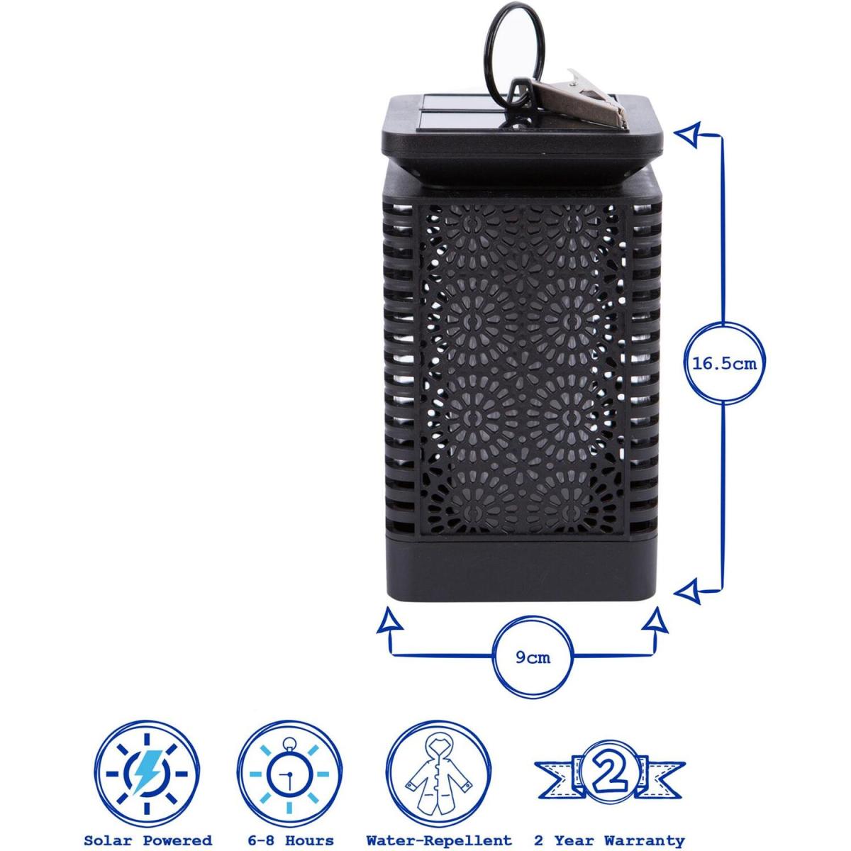 Flickering Flame Hanging Solar Lantern Black - Black – image 2