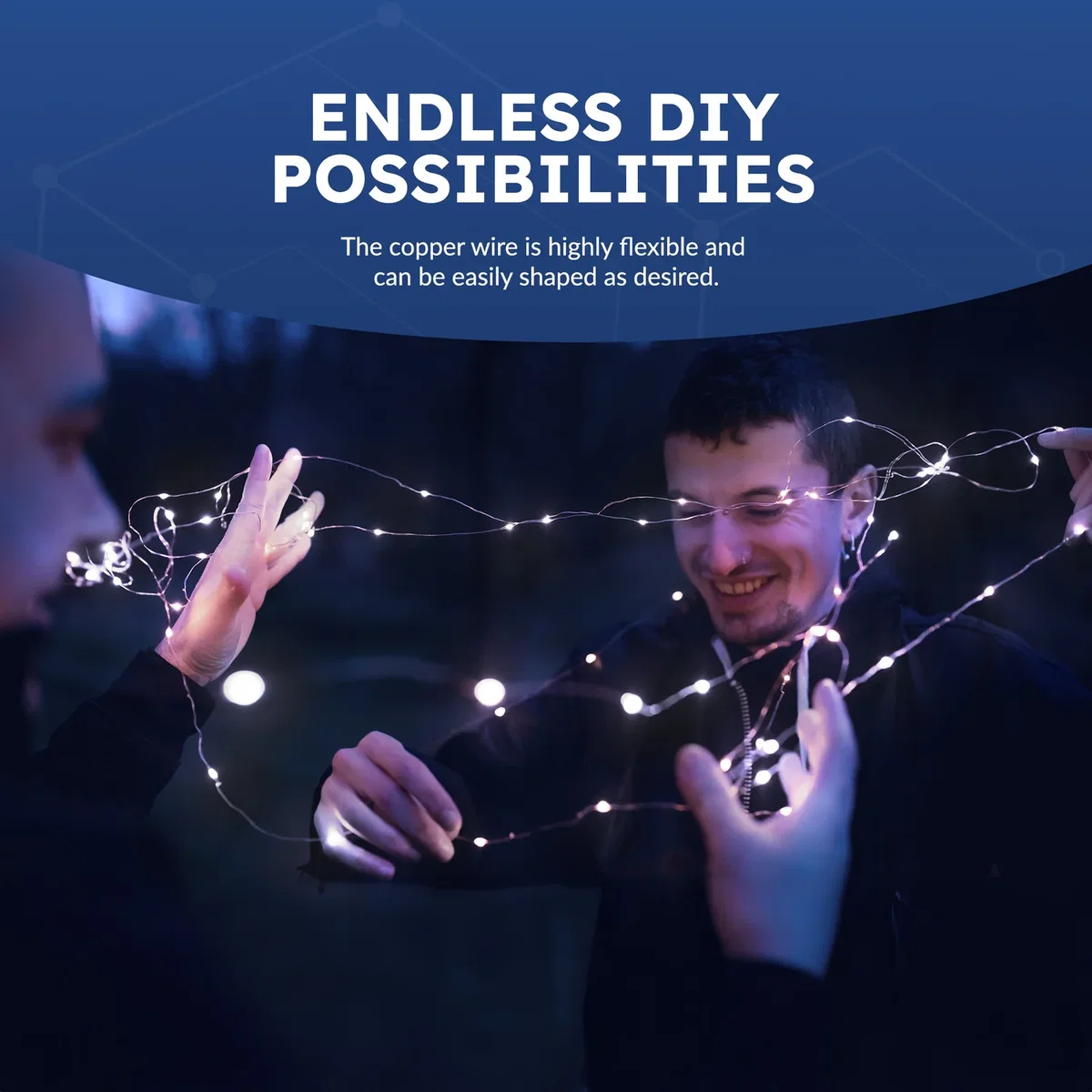 Keplin LED Battery Fairy Lights - Pack of 4, 50 LEDs, 5m Copper Wire - Cool White / Copper, LED – image 5