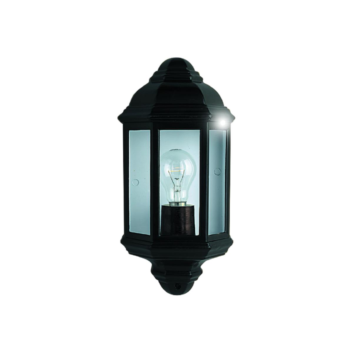 Traditional Outdoor Cast Aluminum Half Wall Light in Black - Black