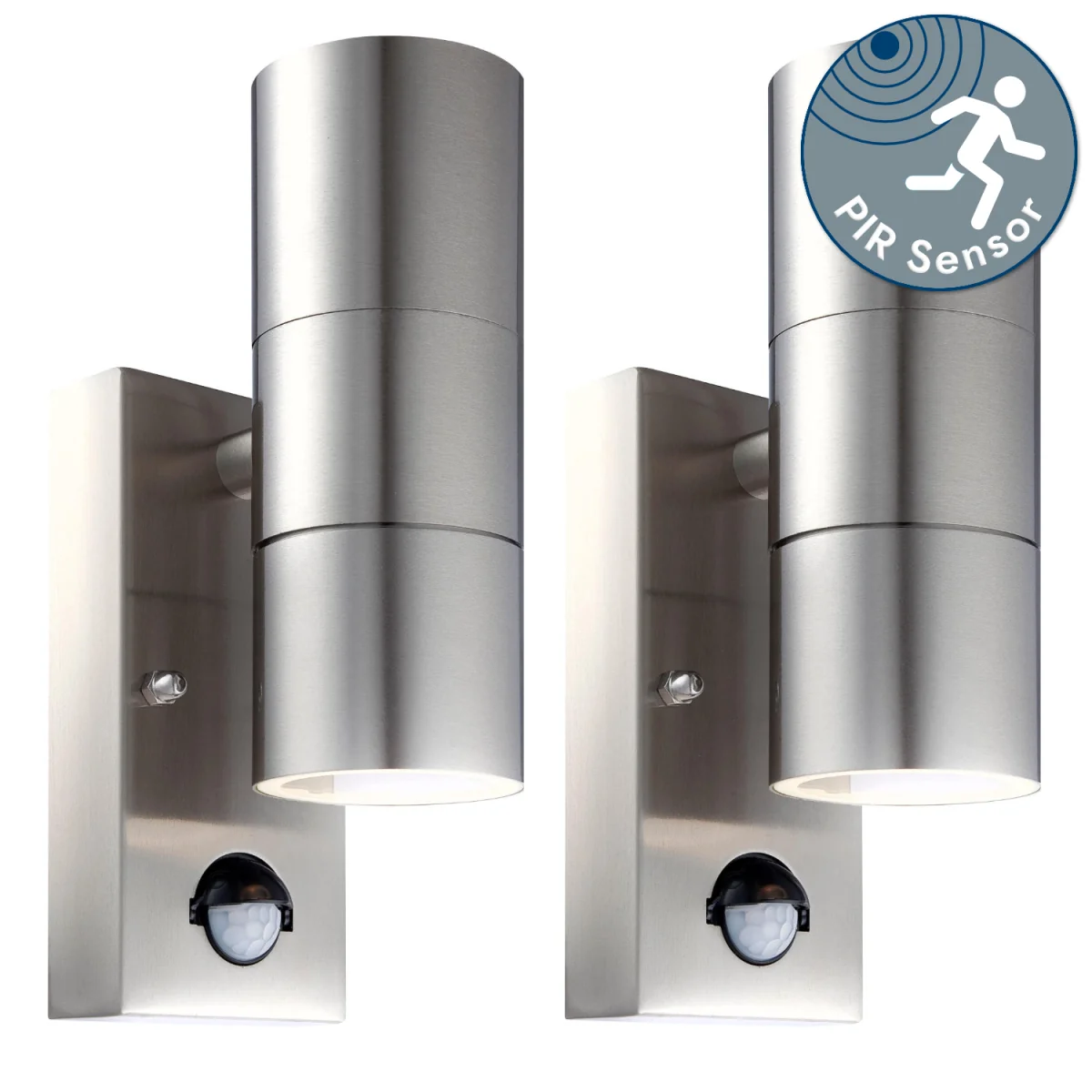Set Of 2 Blaze Stainless Steel Outdoor Motion Sensor Wall Lights - Stainless Steel & Clear – image 7