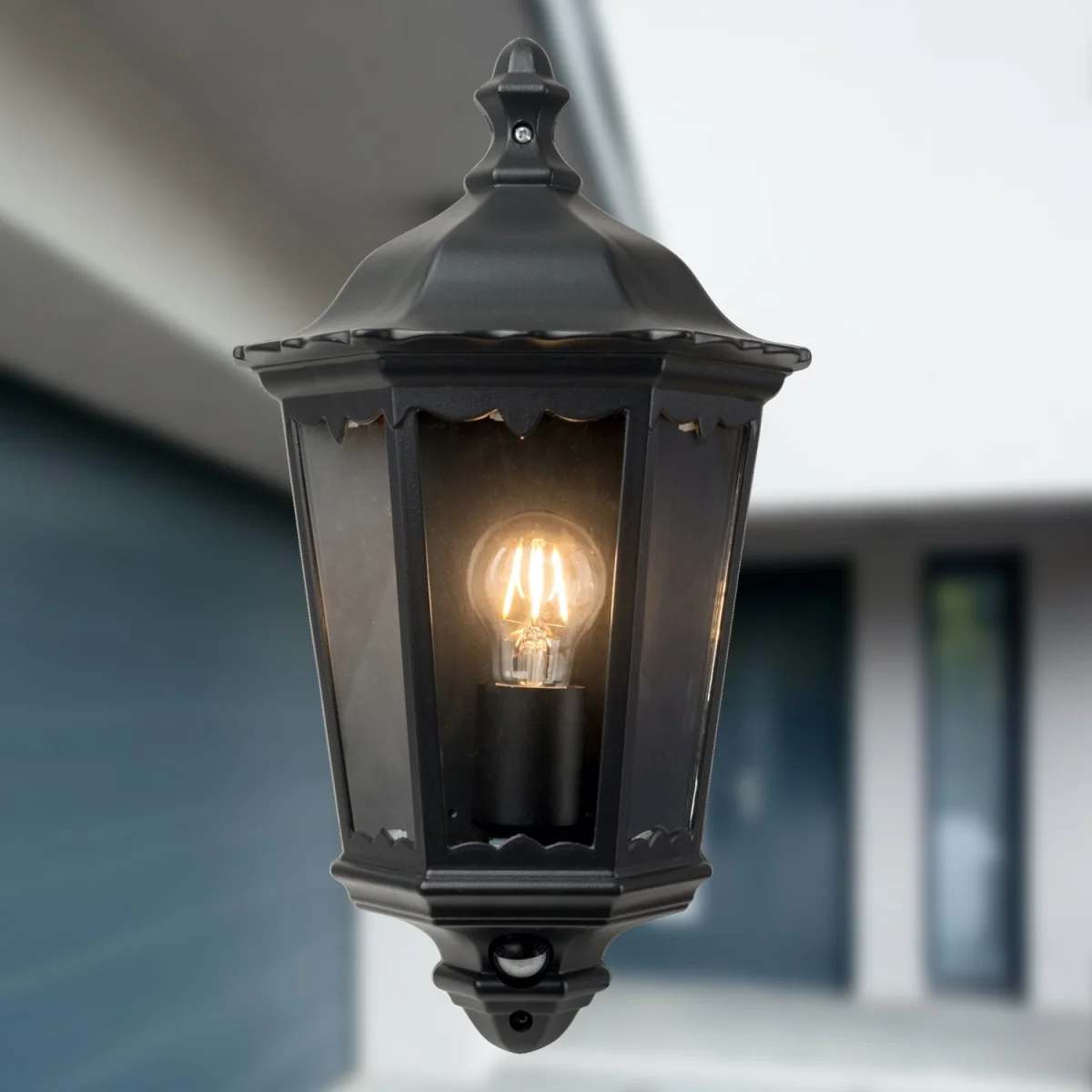 Sienna Outdoor Sensor Wall Light - Matt Black And Clear Glass – image 3