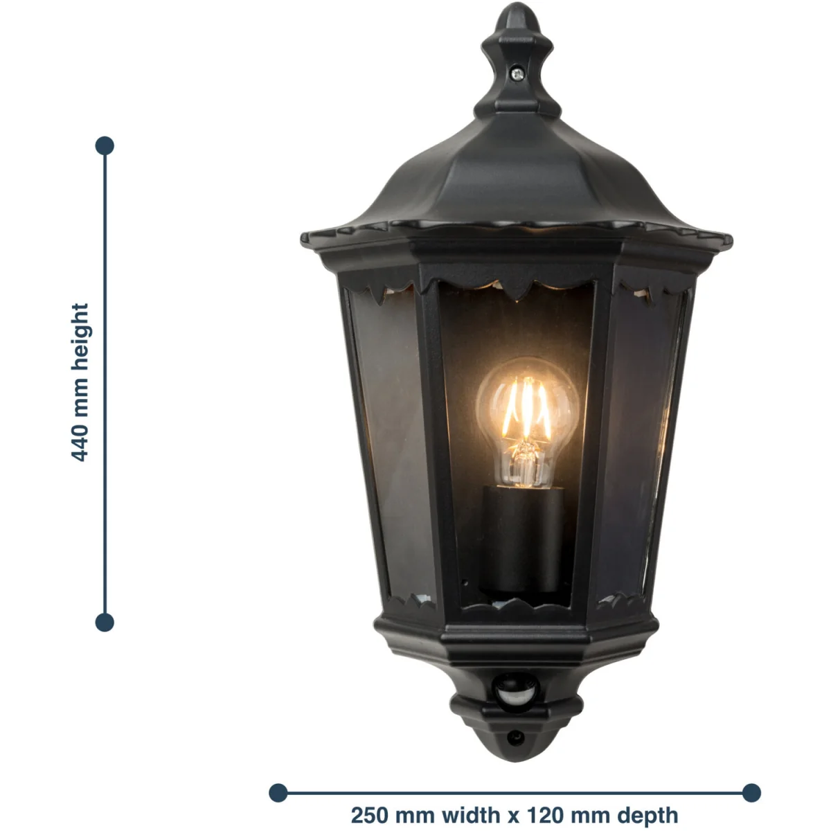 Sienna Outdoor Sensor Wall Light - Matt Black And Clear Glass – image 5