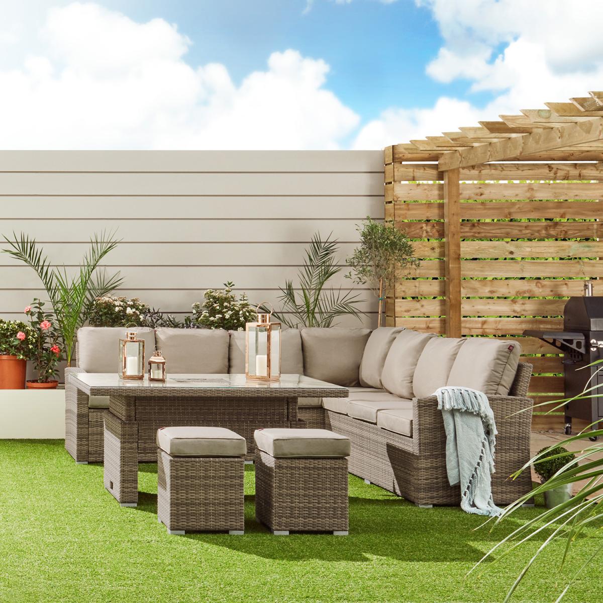 New Hampshire Corner Dining Set - Patio & Decking Al Fresco Furniture Set - Light Colour Outdoor Corner Sofa with Table – image 3