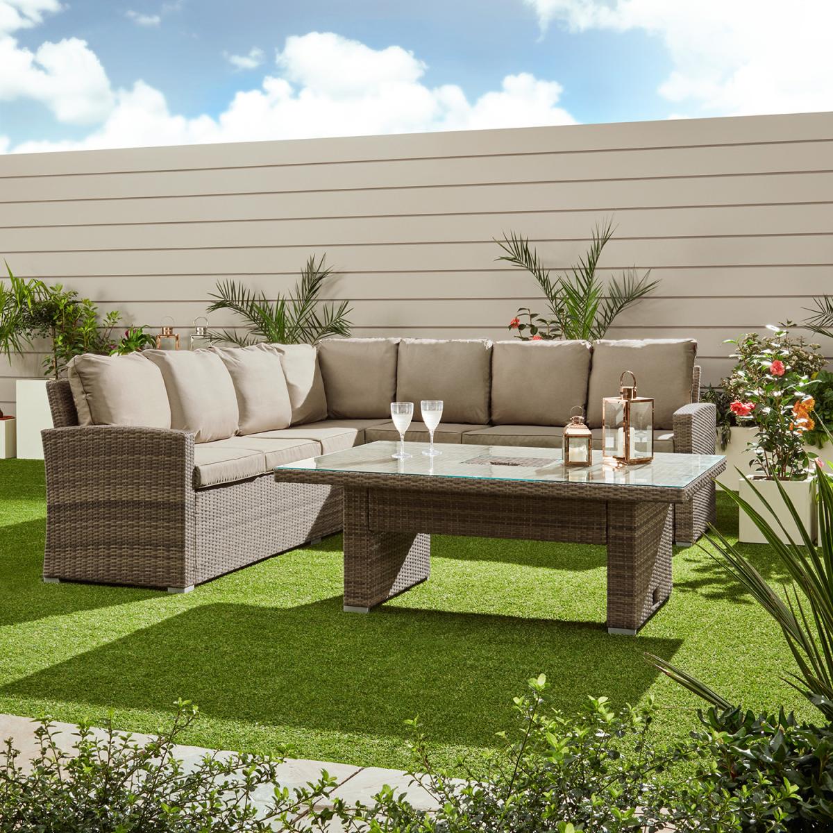 New Hampshire Corner Dining Set - Patio & Decking Al Fresco Furniture Set - Light Colour Outdoor Corner Sofa with Table – image 1