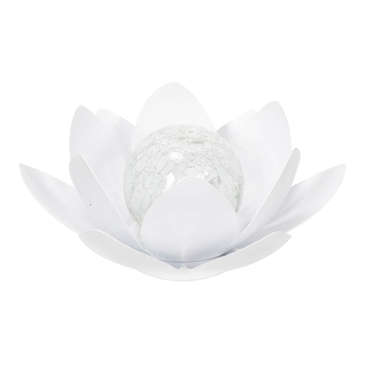 Solar Powered Outdoor Waterlily Lotus Flower Garden Light - White
