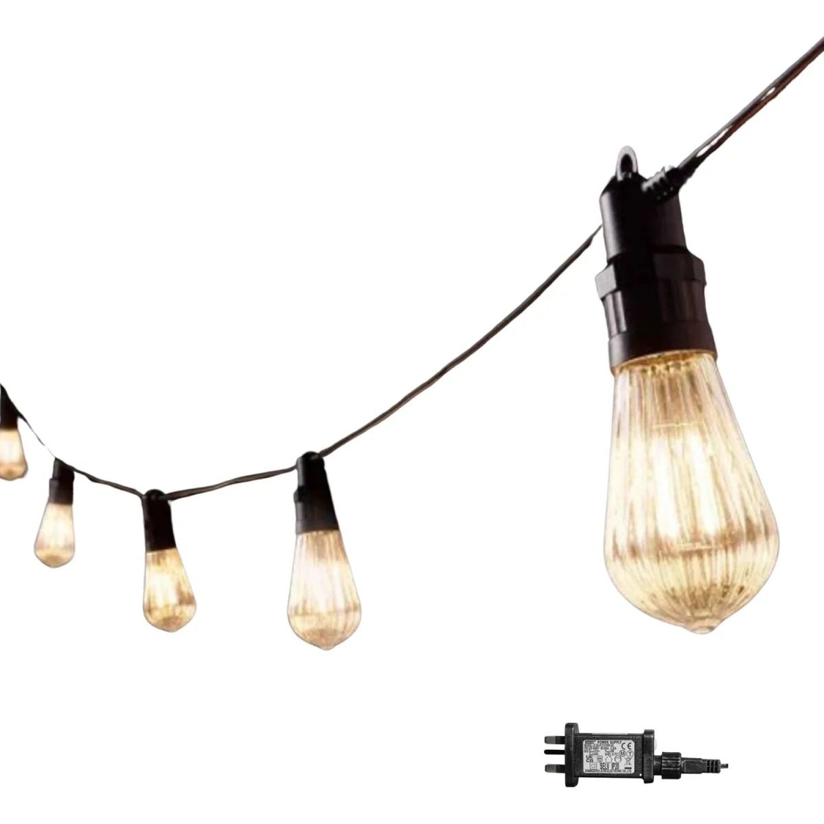 10 Connectable Fluted Festoon String Lights in Warm White - Warm White – image 2