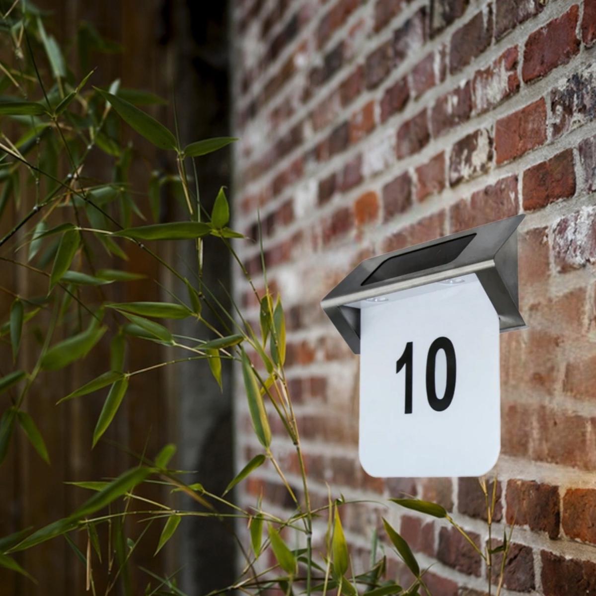 CGC JUNI Stainless Steel Solar Outdoor LED Wall Light With House Number - Steel – image 2