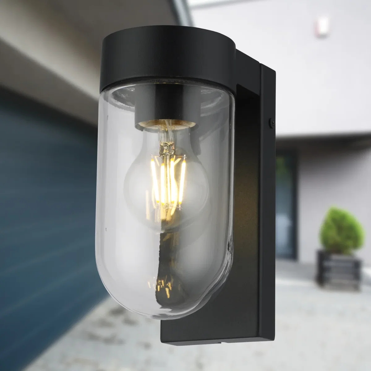 Parnie Outdoor Wall Light - Black And Clear Pc – image 3