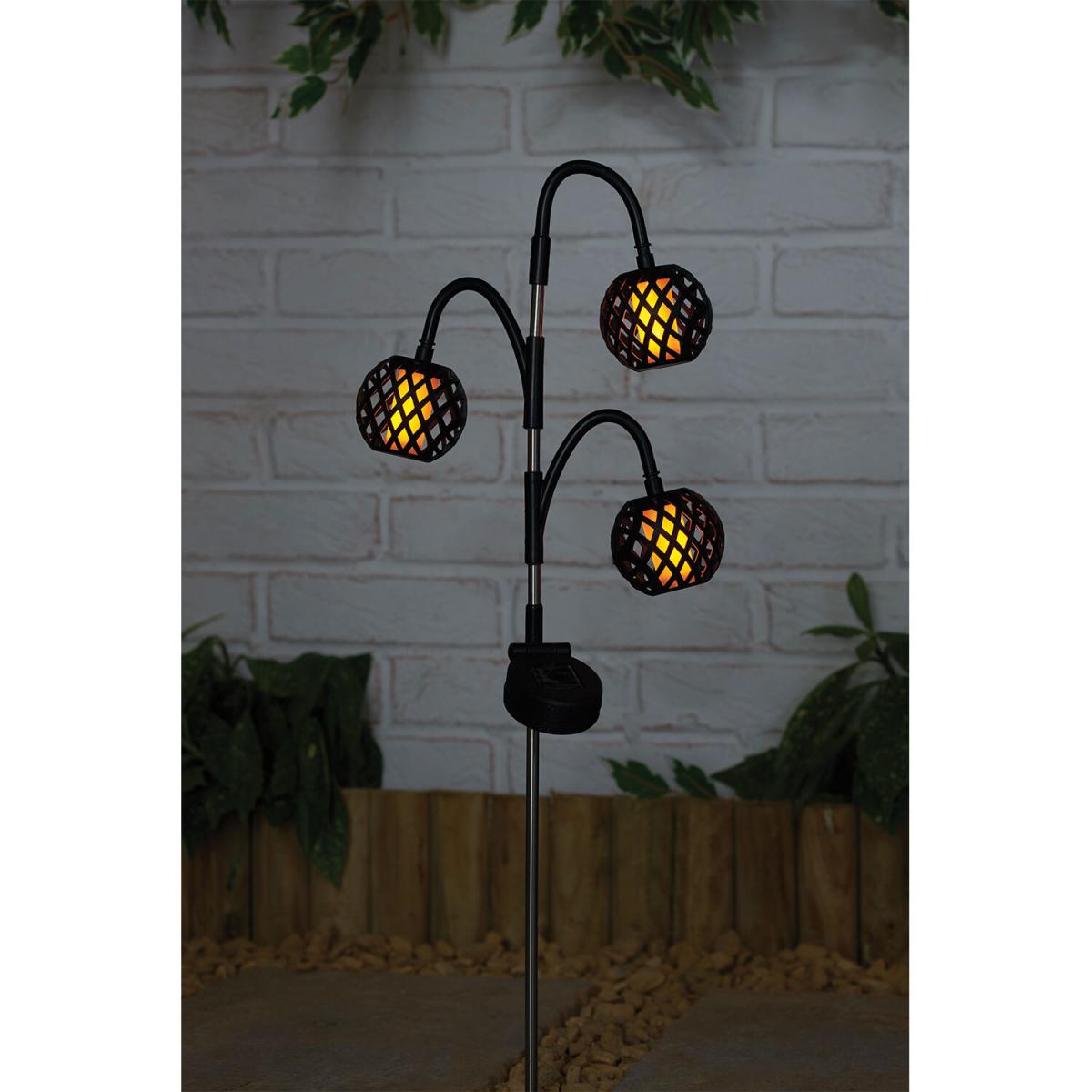 Solar Flame Effect 3 Ball Stake Light – image 2