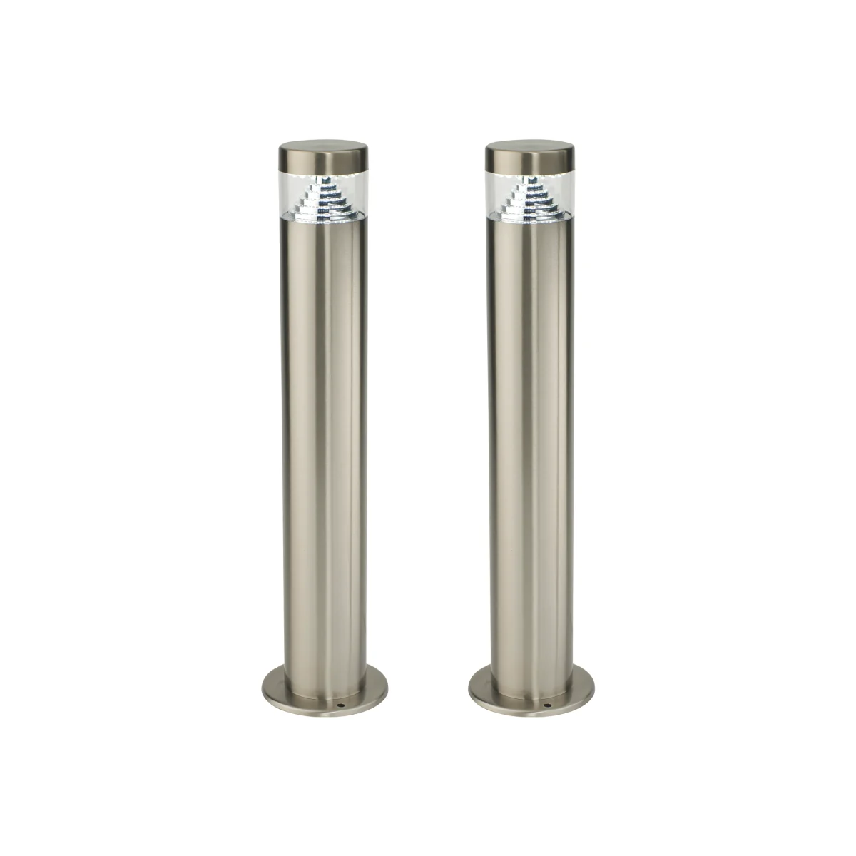 Set Of 2 Pyramid Stainless Steel Led Outdoor 50cm Post Lights - Stainless Steel & Clear – image 1