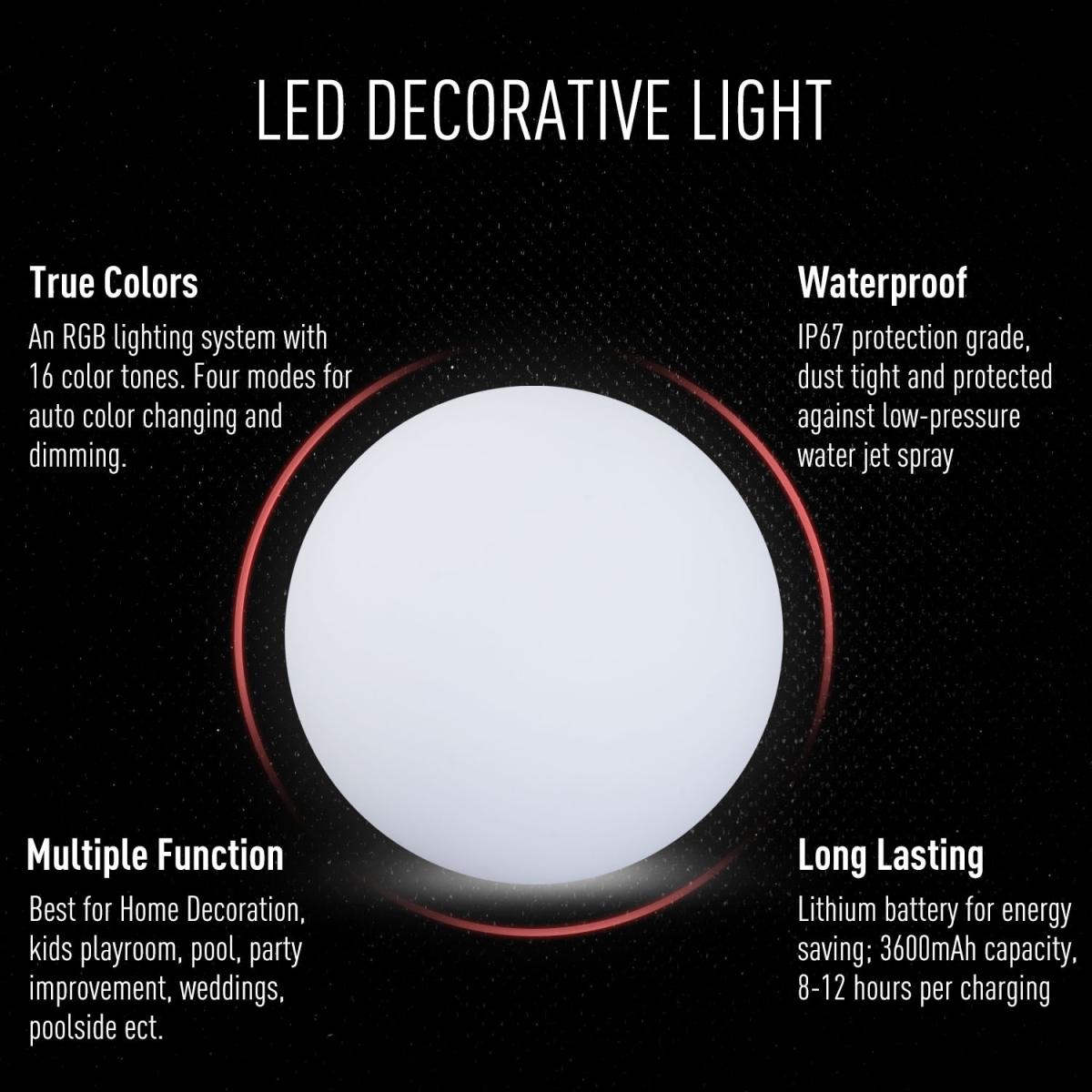 LED Glowing Ball 16 RGB Colours - White / 35cm – image 5