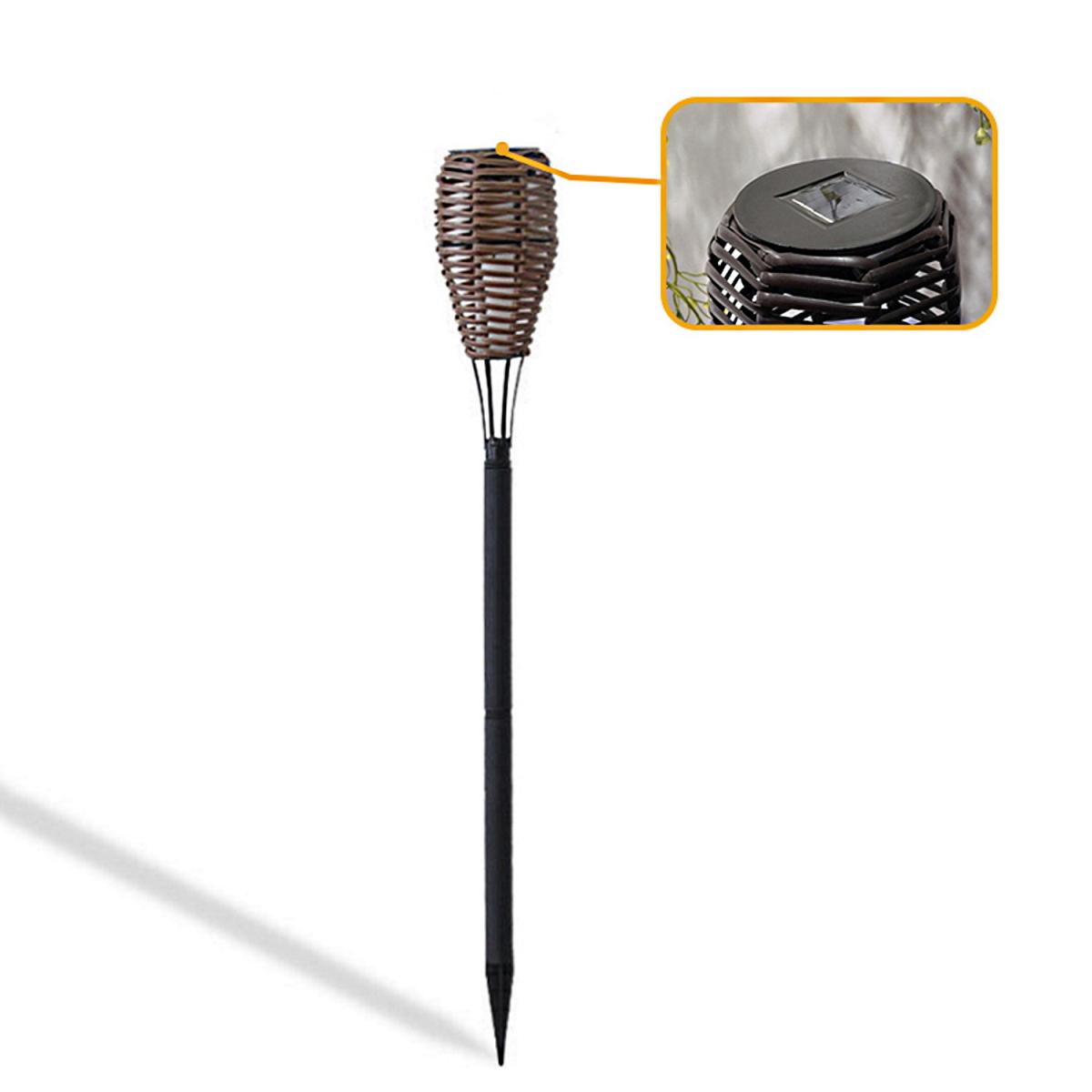 Brown Rattan Effect Solar LED Garden Torch - Brown – image 2