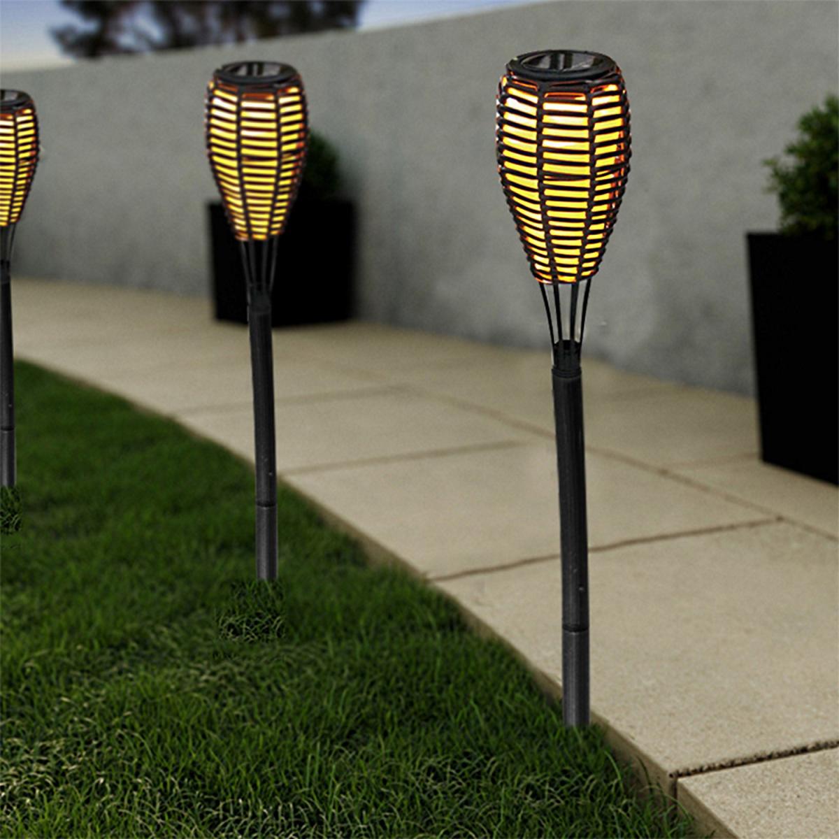 Brown Rattan Effect Solar LED Garden Torch - Brown – image 3