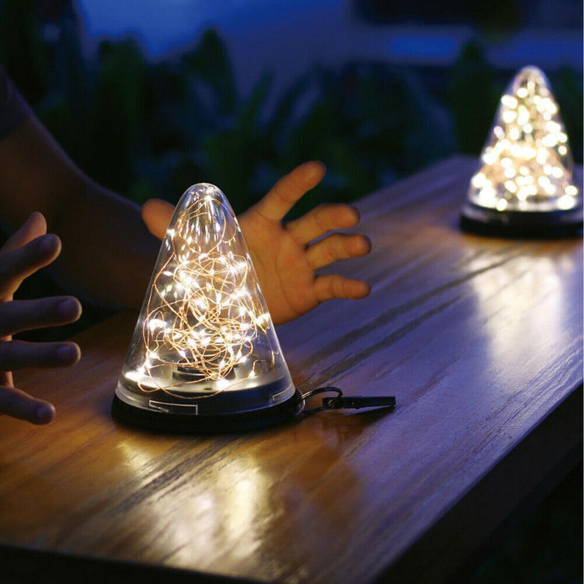 Solar Powered LED Cone Lantern Hanging Outdoor  - Yellow – image 2