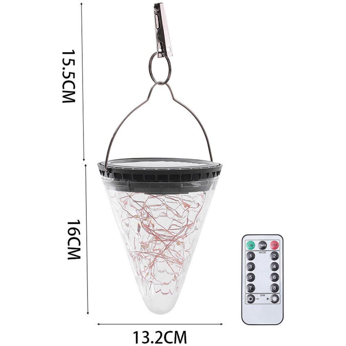 Solar Powered LED Cone Lantern Hanging Outdoor  - Yellow – image 3