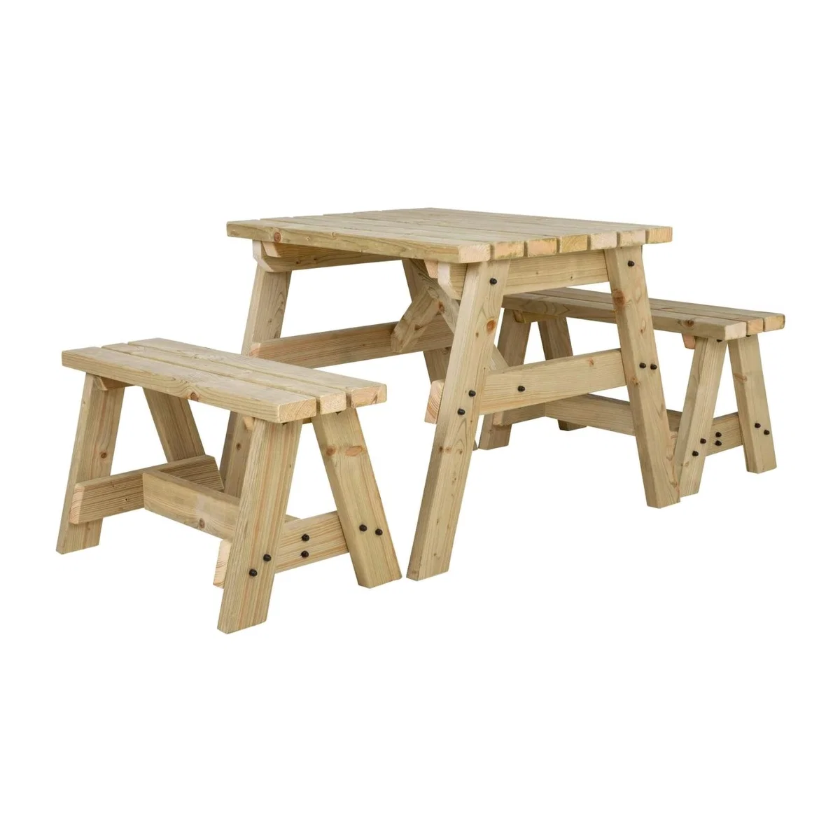 Victoria wooden picnic bench and table set, outdoor dining set - Natural light green / 90cm