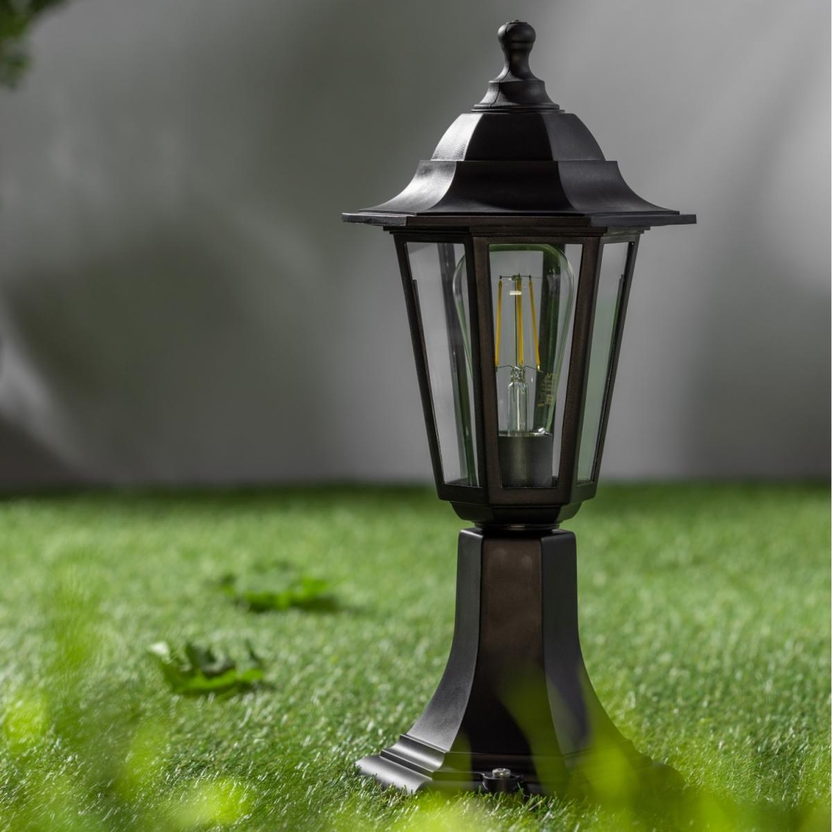 CGC YASMIN Black Outdoor Traditional Lantern Style Medium Post Light - black – image 6