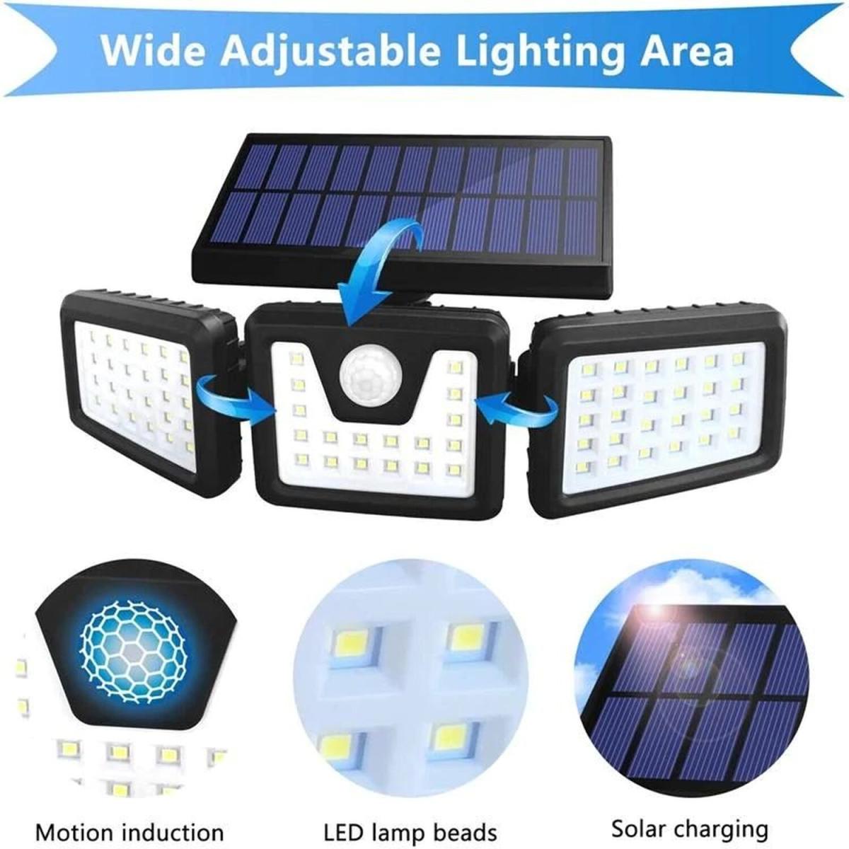 74 LED Solar Powered Outdoor Sensor Light - Black – image 3