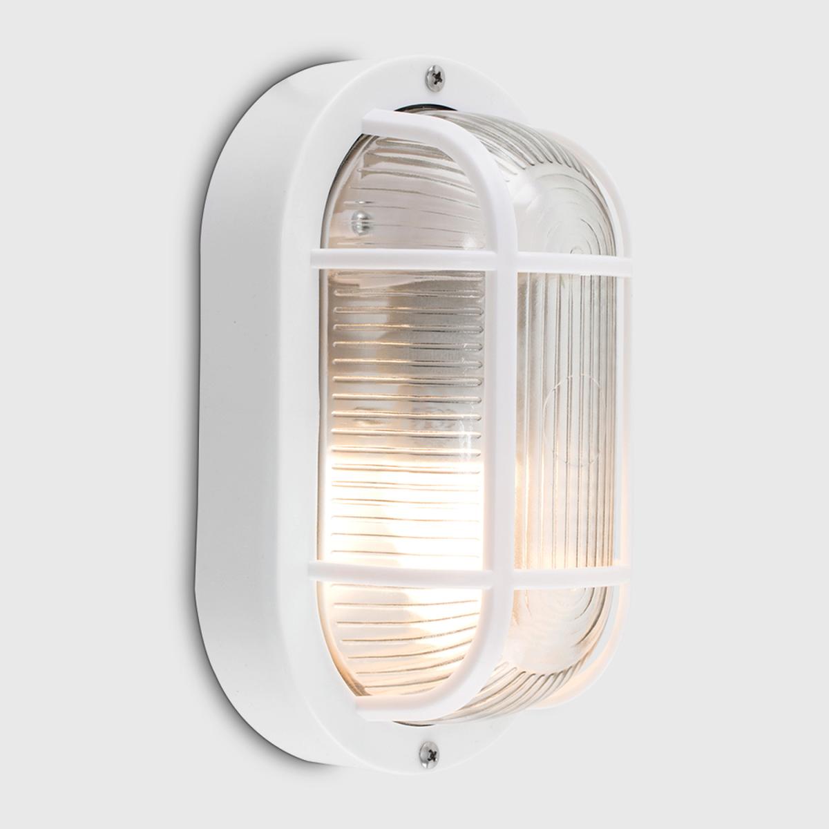 Modern White IP44 Rated Outdoor Garden Security Bulkhead Wall Light - White – image 4