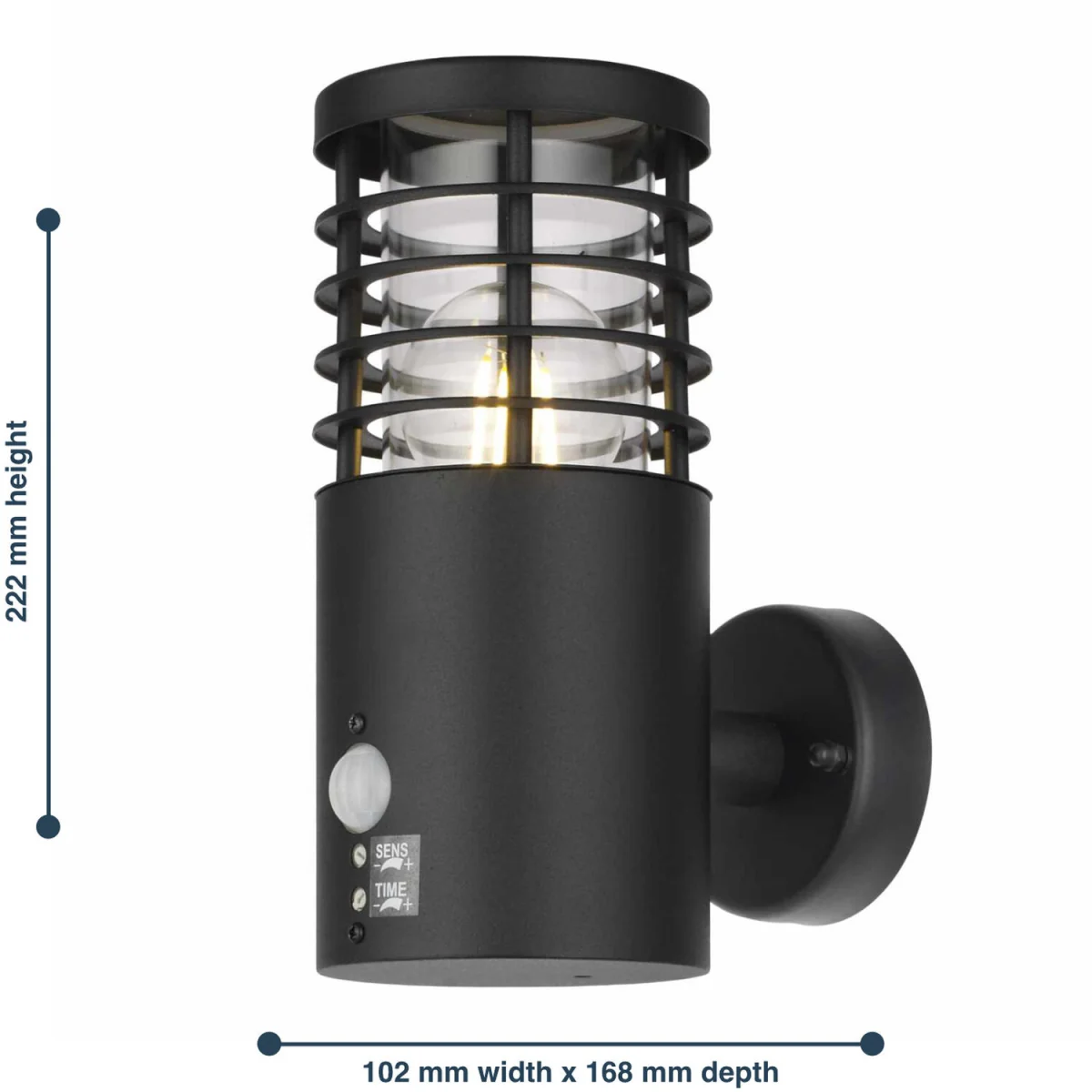 Set Of 2 Bloom Black Ip44 Outdoor Motion Sensor Wall Lights - Black & Clear – image 6
