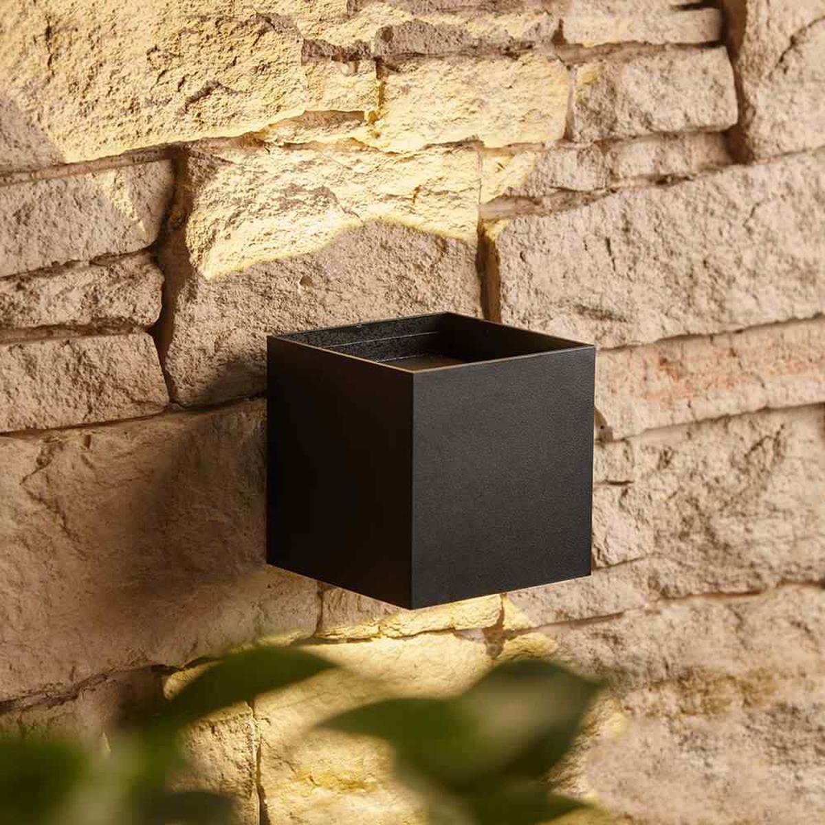 Outdoor Up and Down LED Square Box Wall Light - Black