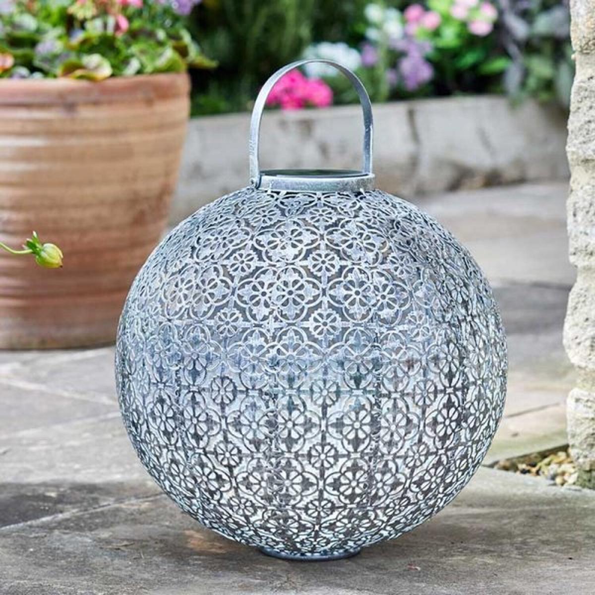 Jumbo Silver Solar Damasque Lantern - Silver – image 3